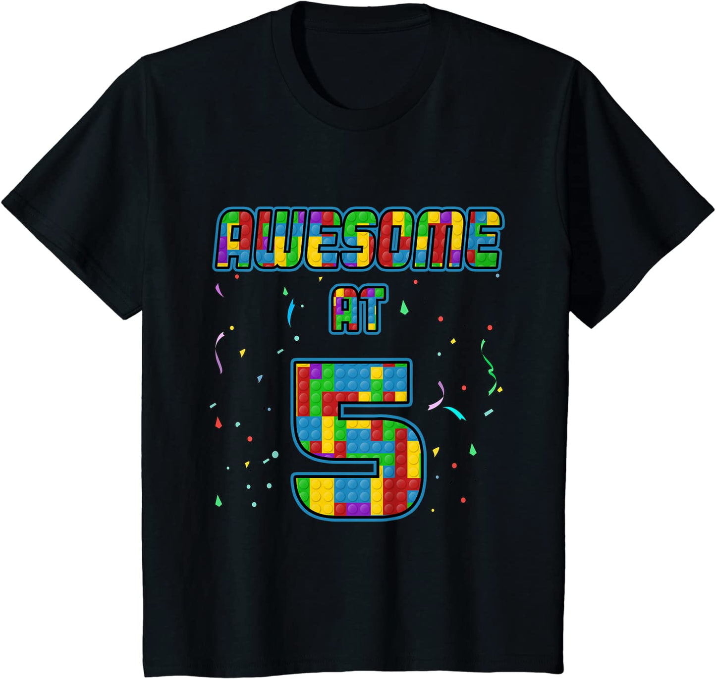 Kids 5 Years Old Birthday T-Shirt I Age Five Blocks Bricks T-Shirt