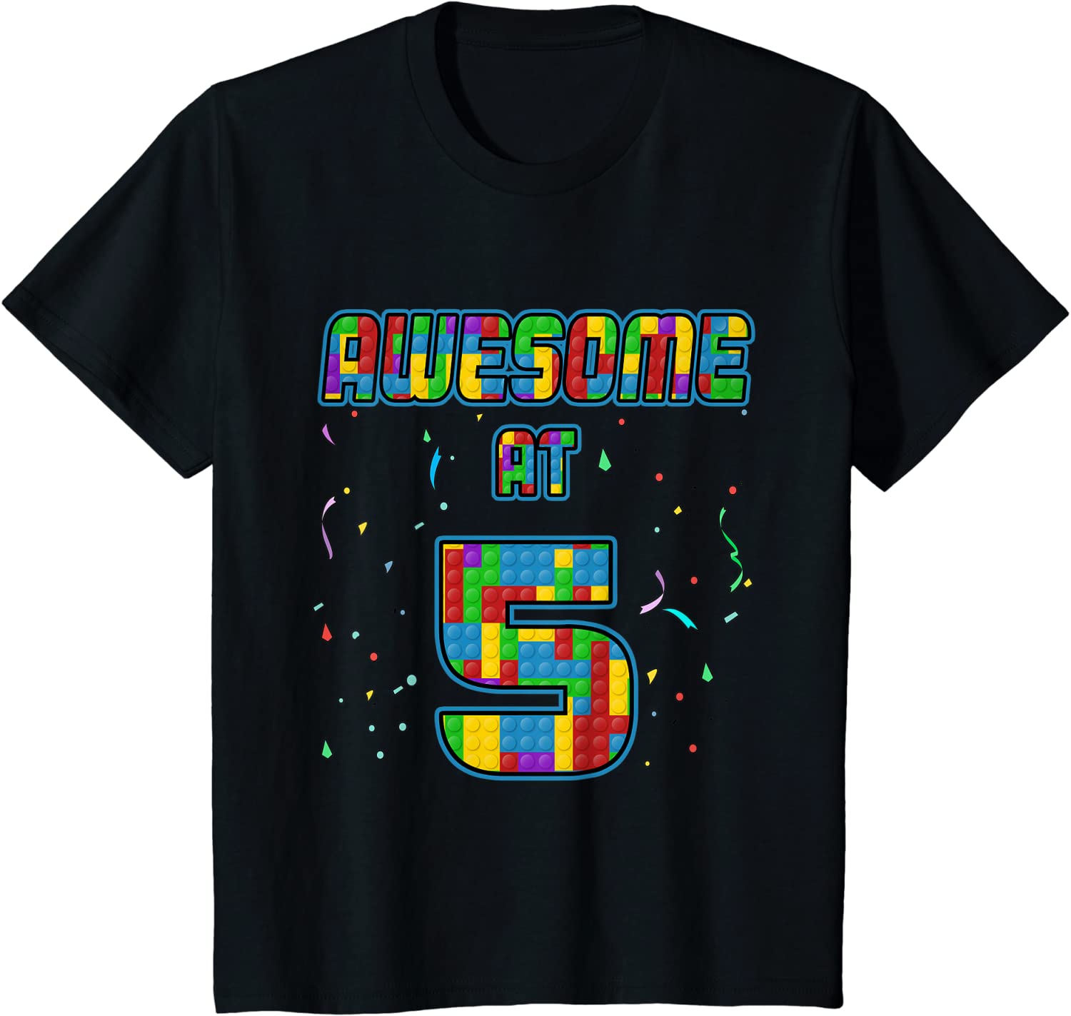 Kids 5 Years Old Birthday T-Shirt I Age Five Blocks Bricks T-Shirt