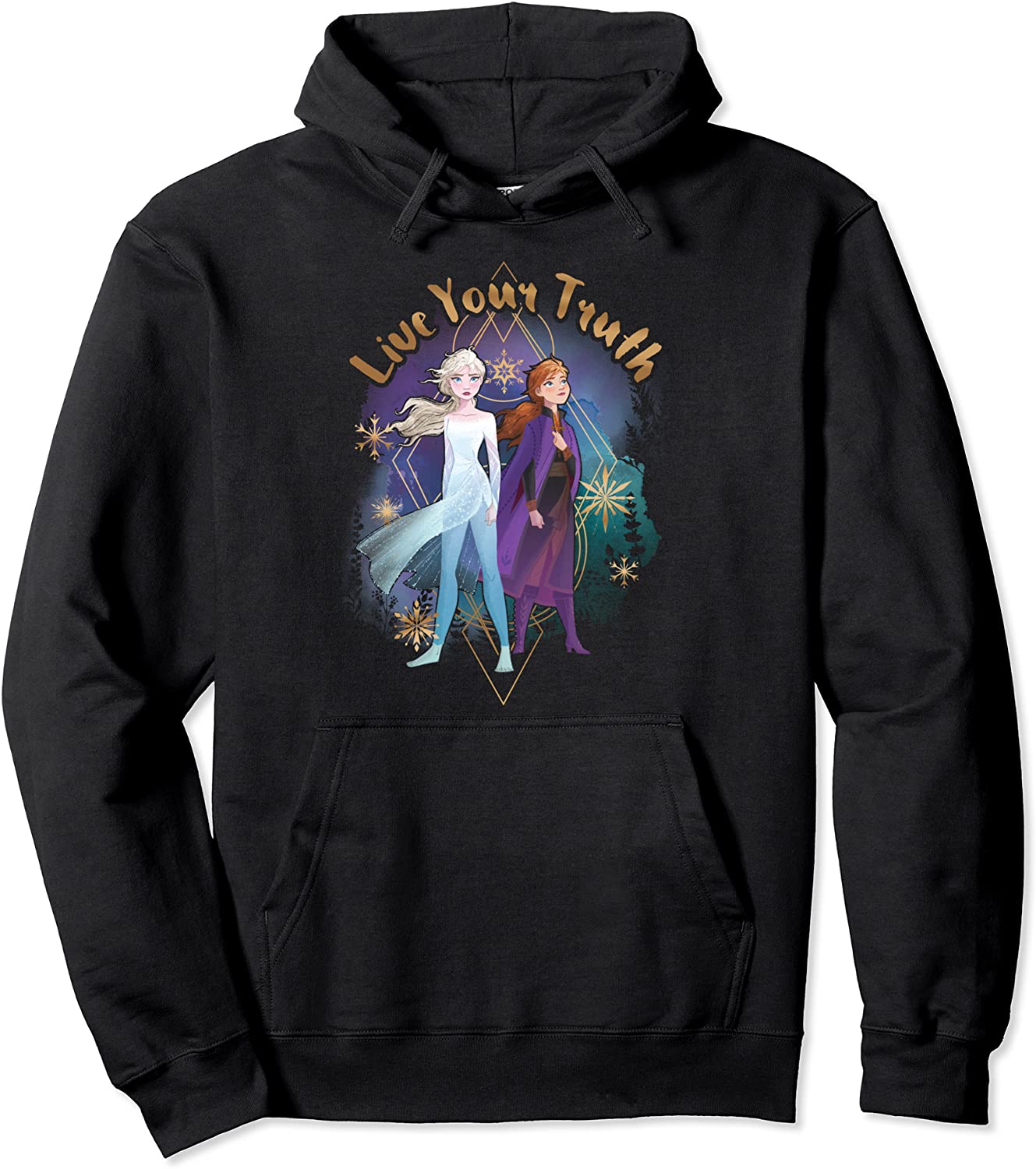 Disney Frozen 2 Elsa Anna Live Your Truth Geometric Portrait Pullover Hoodie