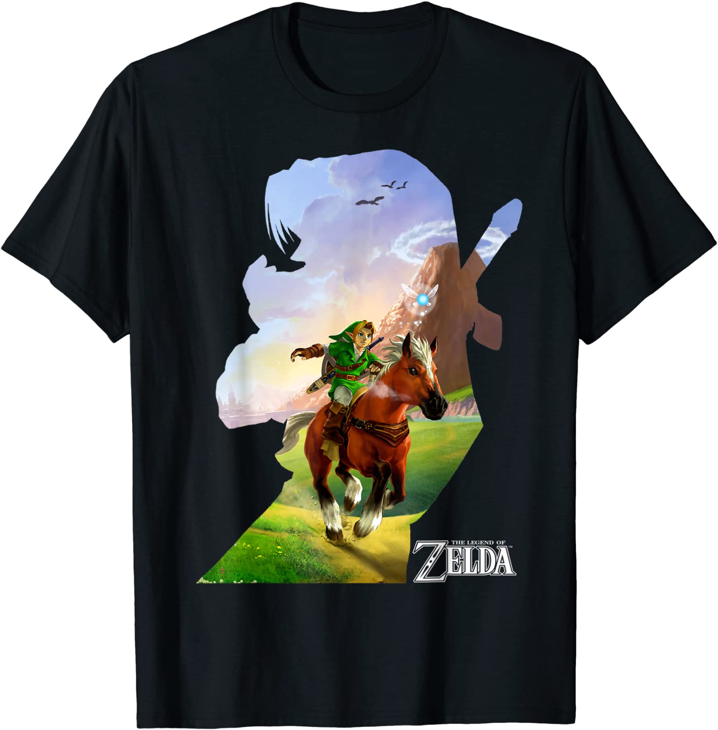 Nintendo Zelda Link Epona Ride Silhouette Graphic T-Shirt T-Shirt
