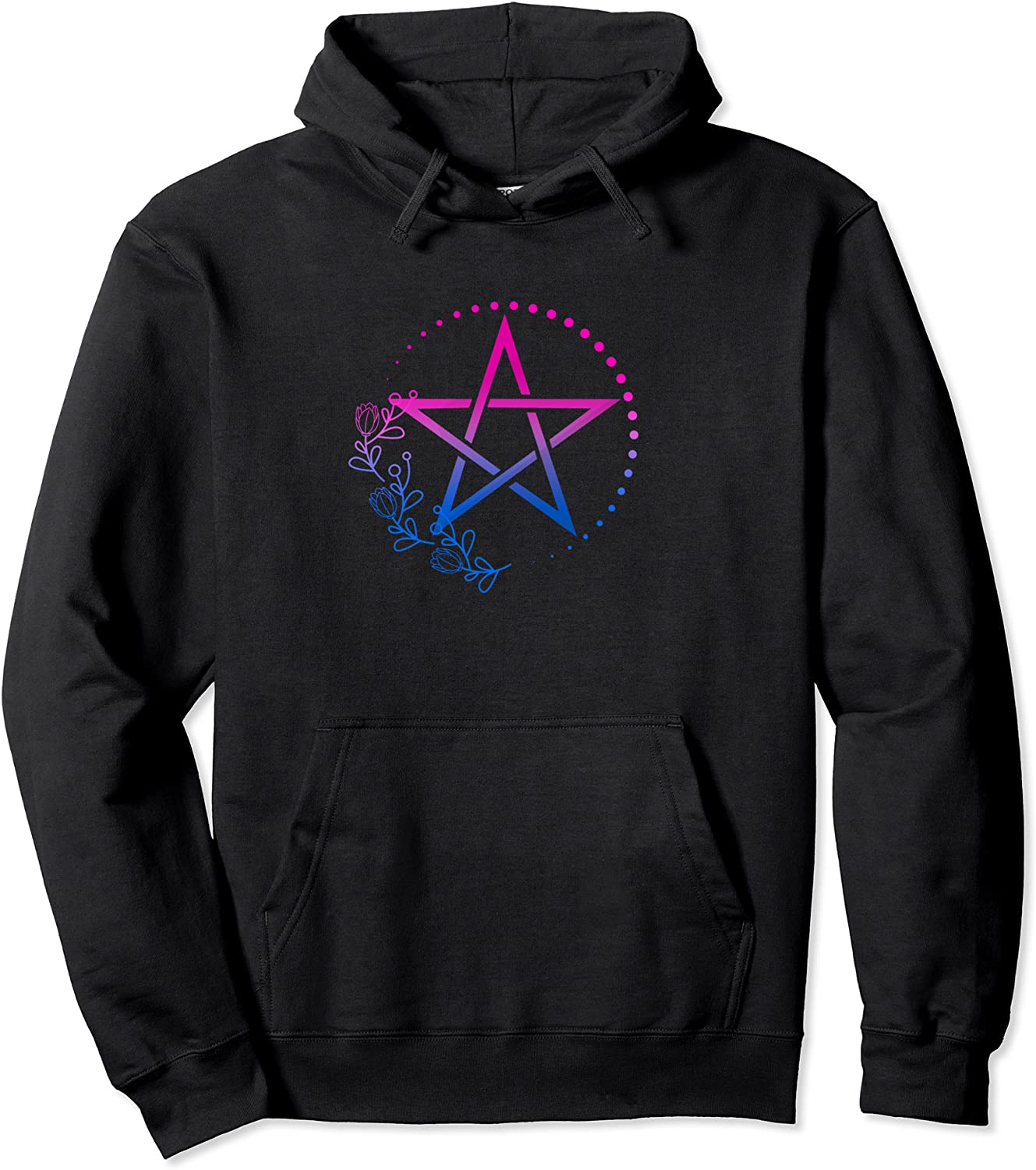 Bisexual Pentagram Wiccan Pagan Bi Pride Flag Boho Pullover Hoodie