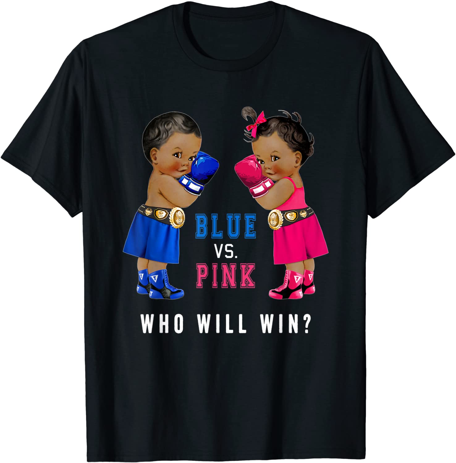 Blue vs Pink Ethnic Boxing Babies Gender Reveal T-Shirts