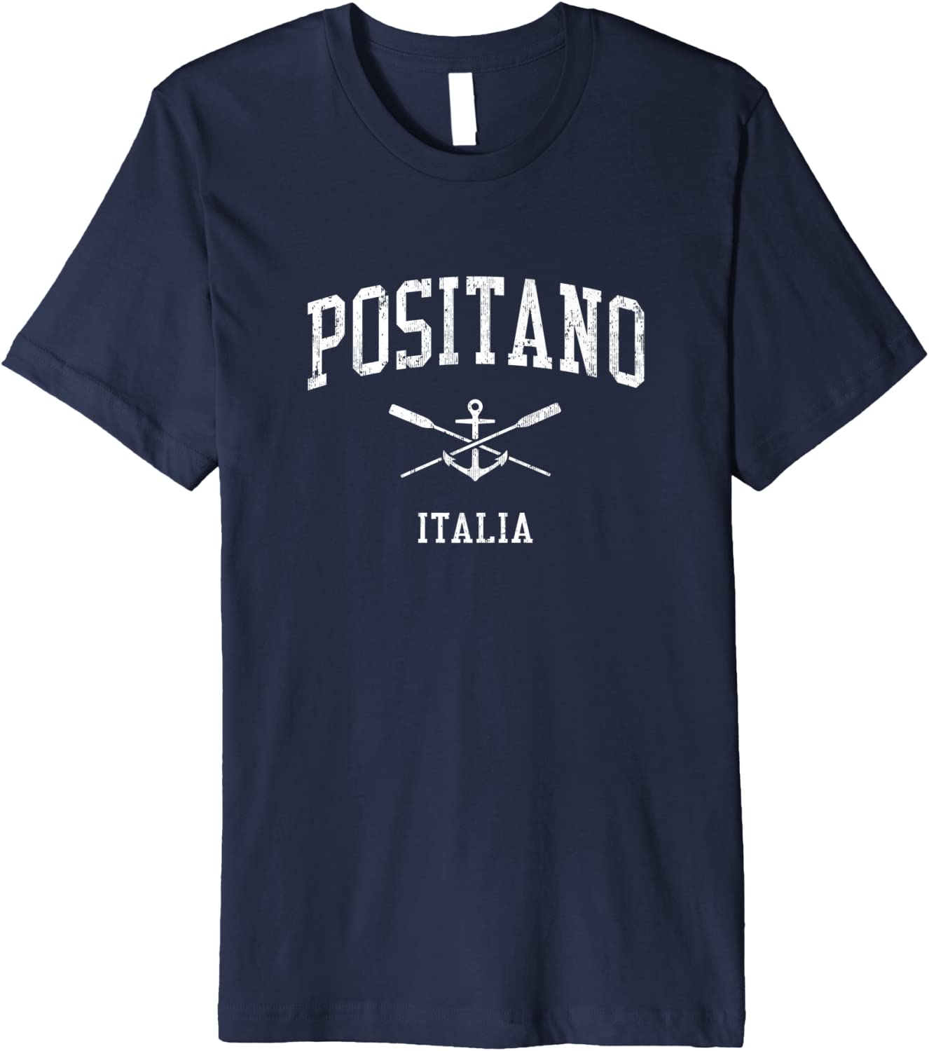 Mens Positano Vintage Crossed Oars Boat Anchor Sports Premium T-Shirt