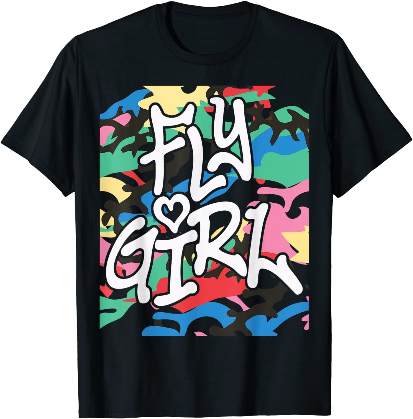 Fly Girl 80s 90s Old School Camo B-Girl Hip Hop T-Shirt