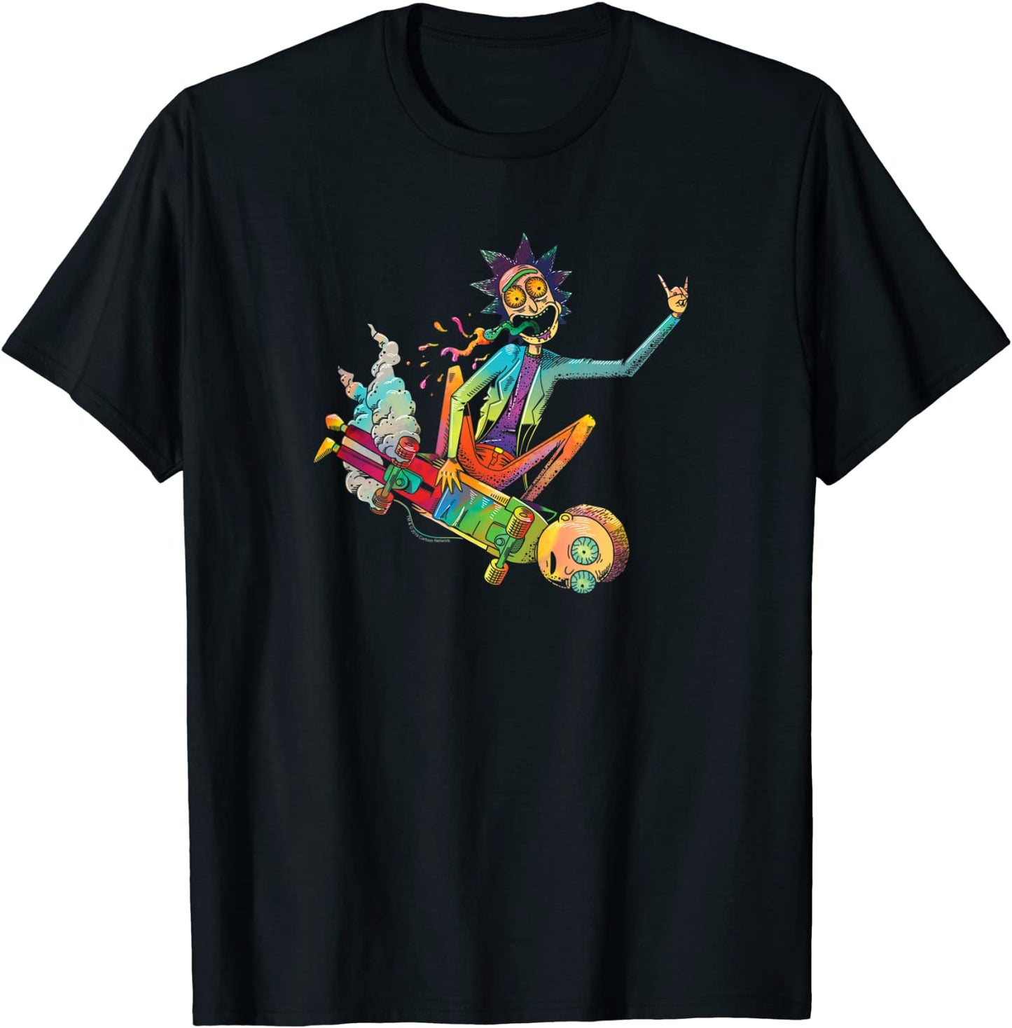 Rick and Morty Psychedelic Rick with Skateboard Morty T-shirt