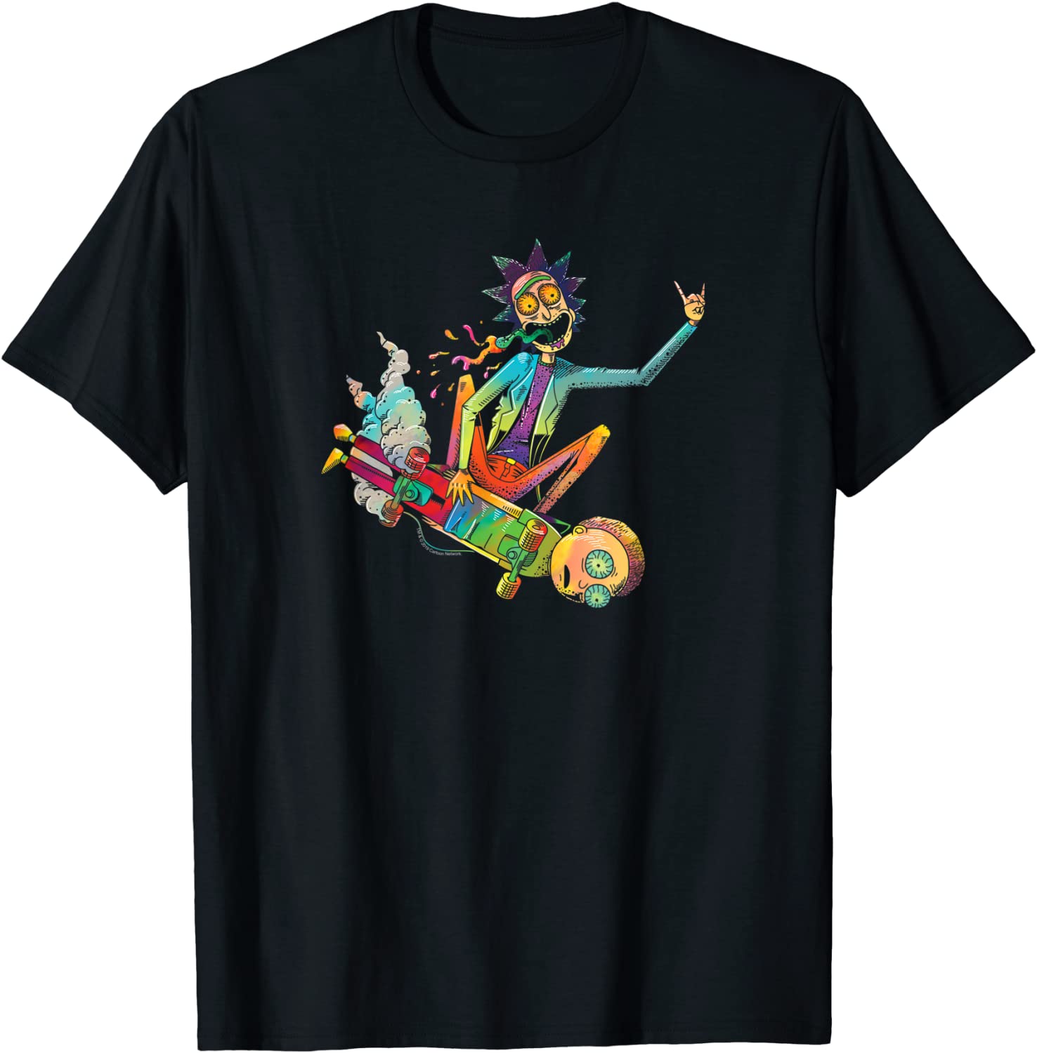 Rick and Morty Psychedelic Rick with Skateboard Morty T-shirt