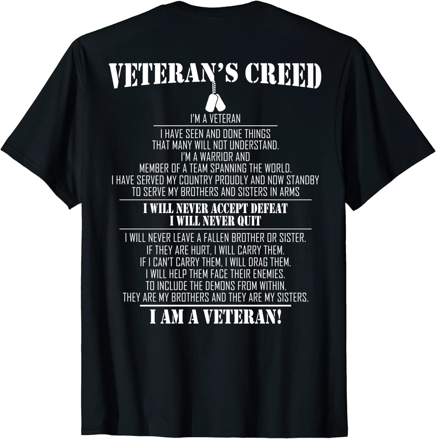 Veterans creed Im a veteran T-Shirt