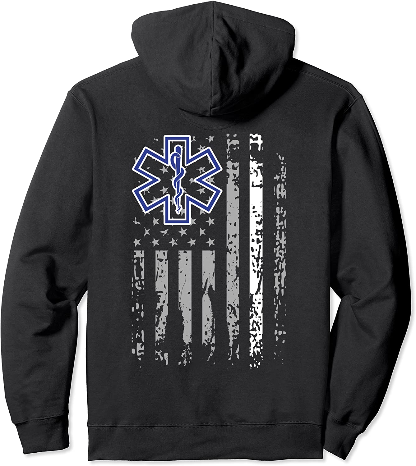 Thin White Line Hoodie EMS EMT Paramedic American Flag Gift Pullover Hoodie