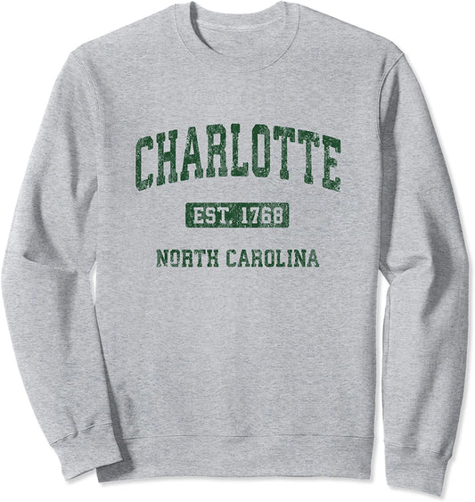 Charlotte North Carolina NC Vintage Athletic Sports Design Sweatshirt