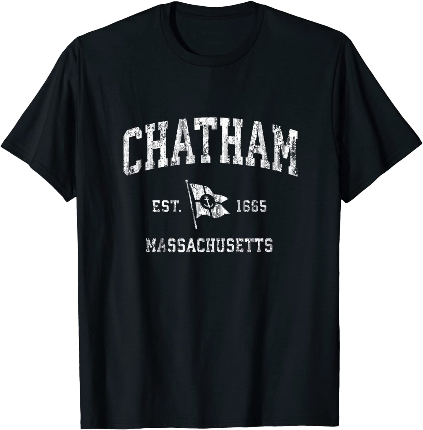 Chatham MA Vintage Nautical Boat Anchor Flag Sports T-Shirt