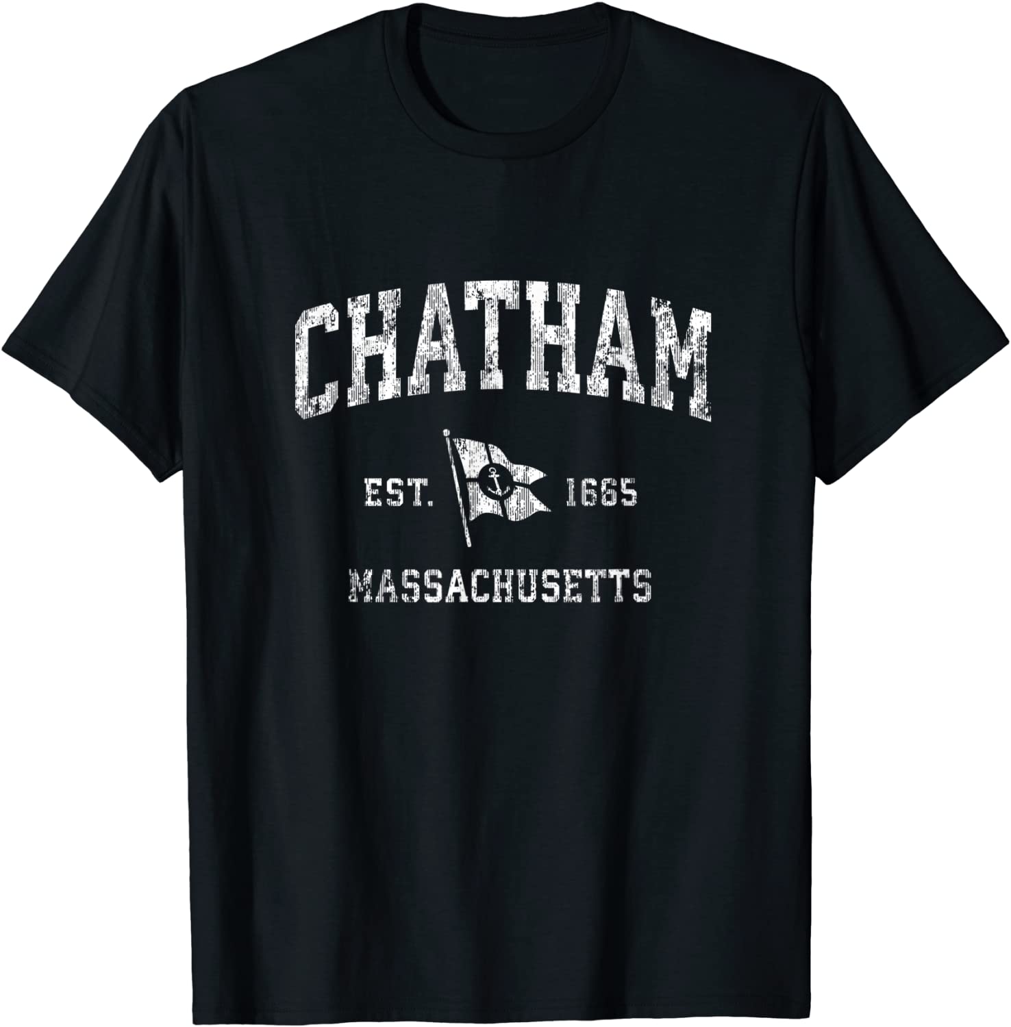 Chatham MA Vintage Nautical Boat Anchor Flag Sports T-Shirt