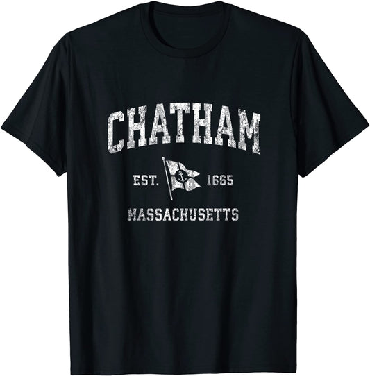 Chatham MA Vintage Nautical Boat Anchor Flag Sports T-Shirt