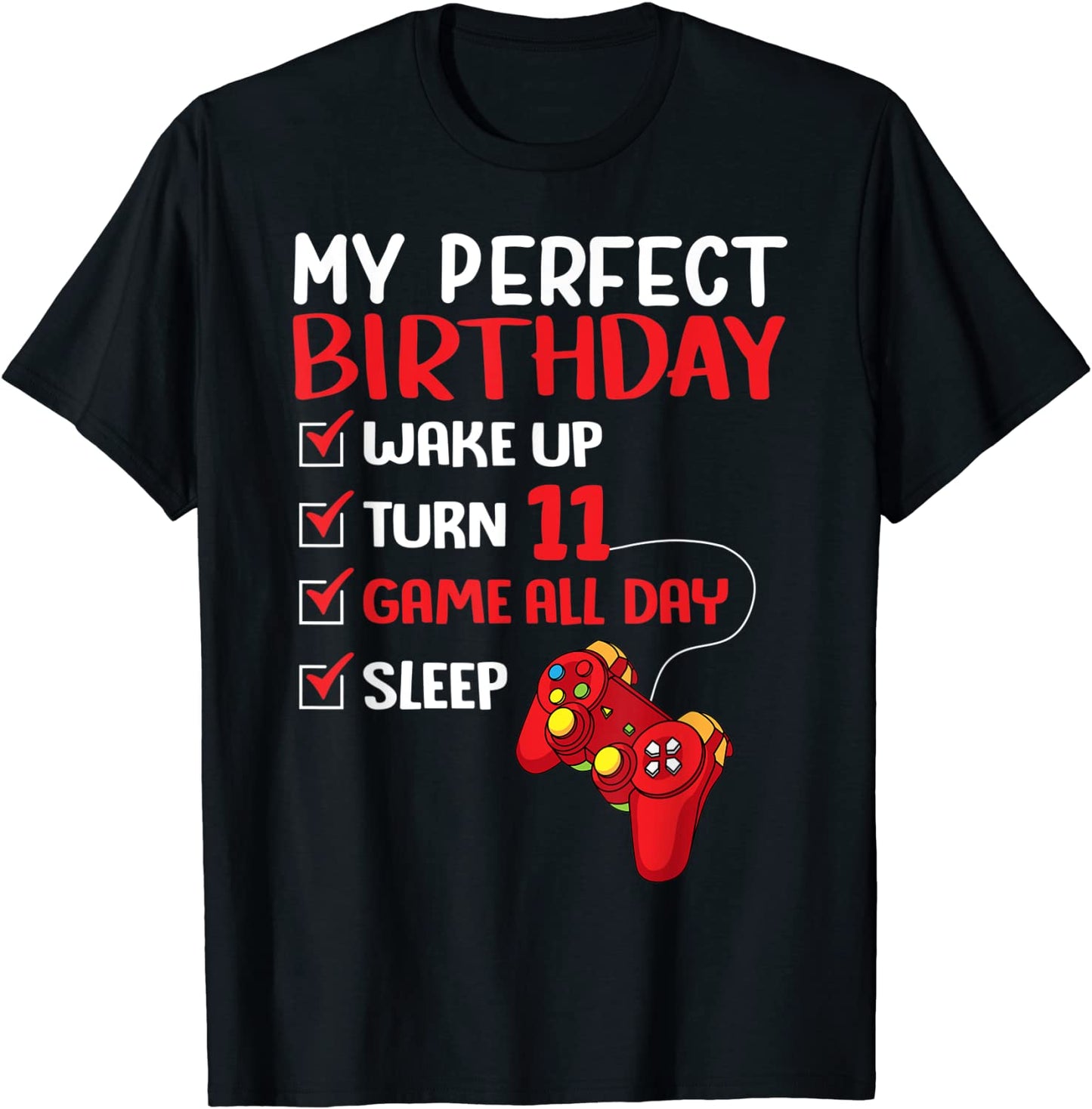 11th Perfect Birthday Gaming 11 Years Old Gamer Boys T-Shirt