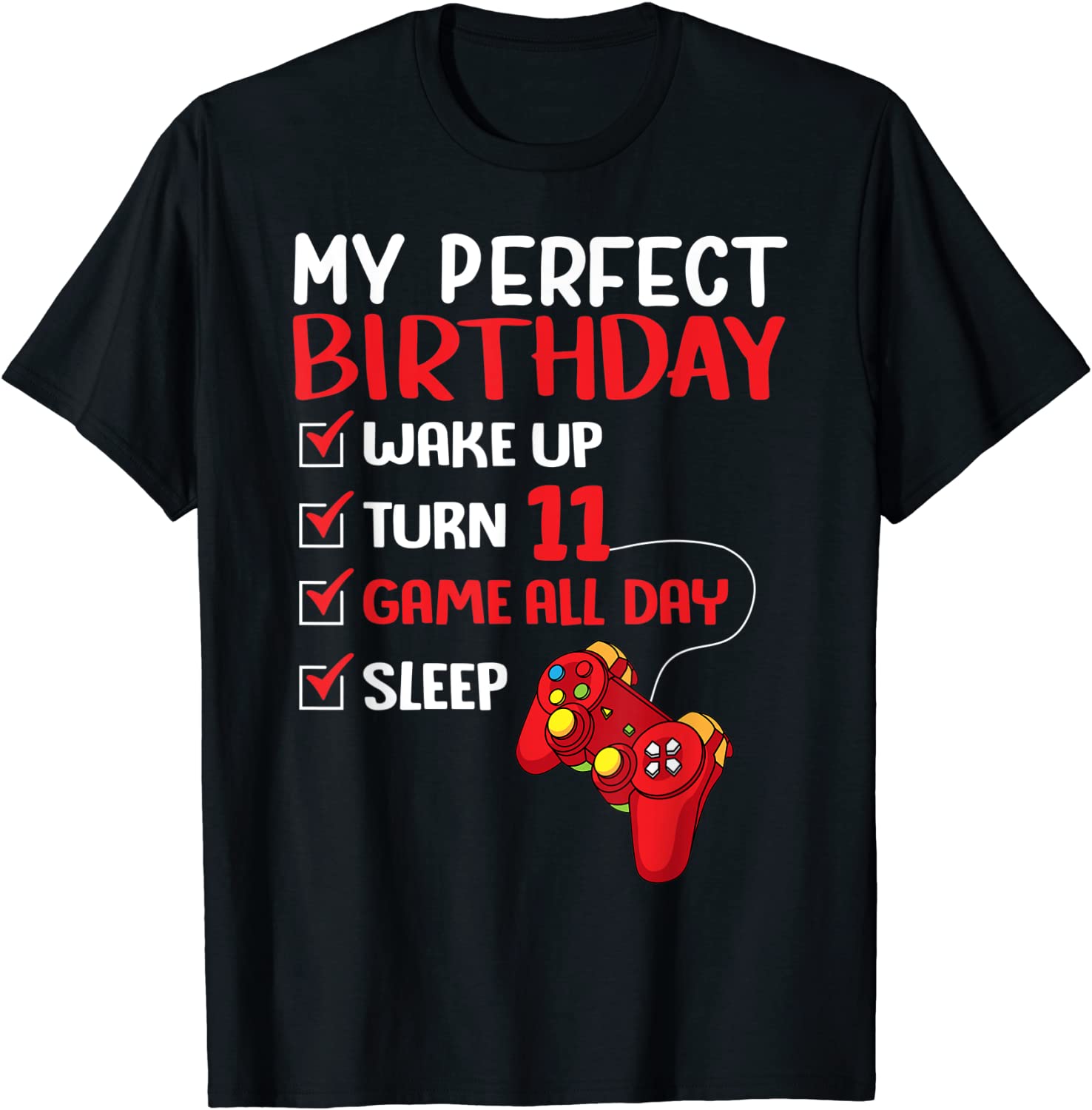 11th Perfect Birthday Gaming 11 Years Old Gamer Boys T-Shirt