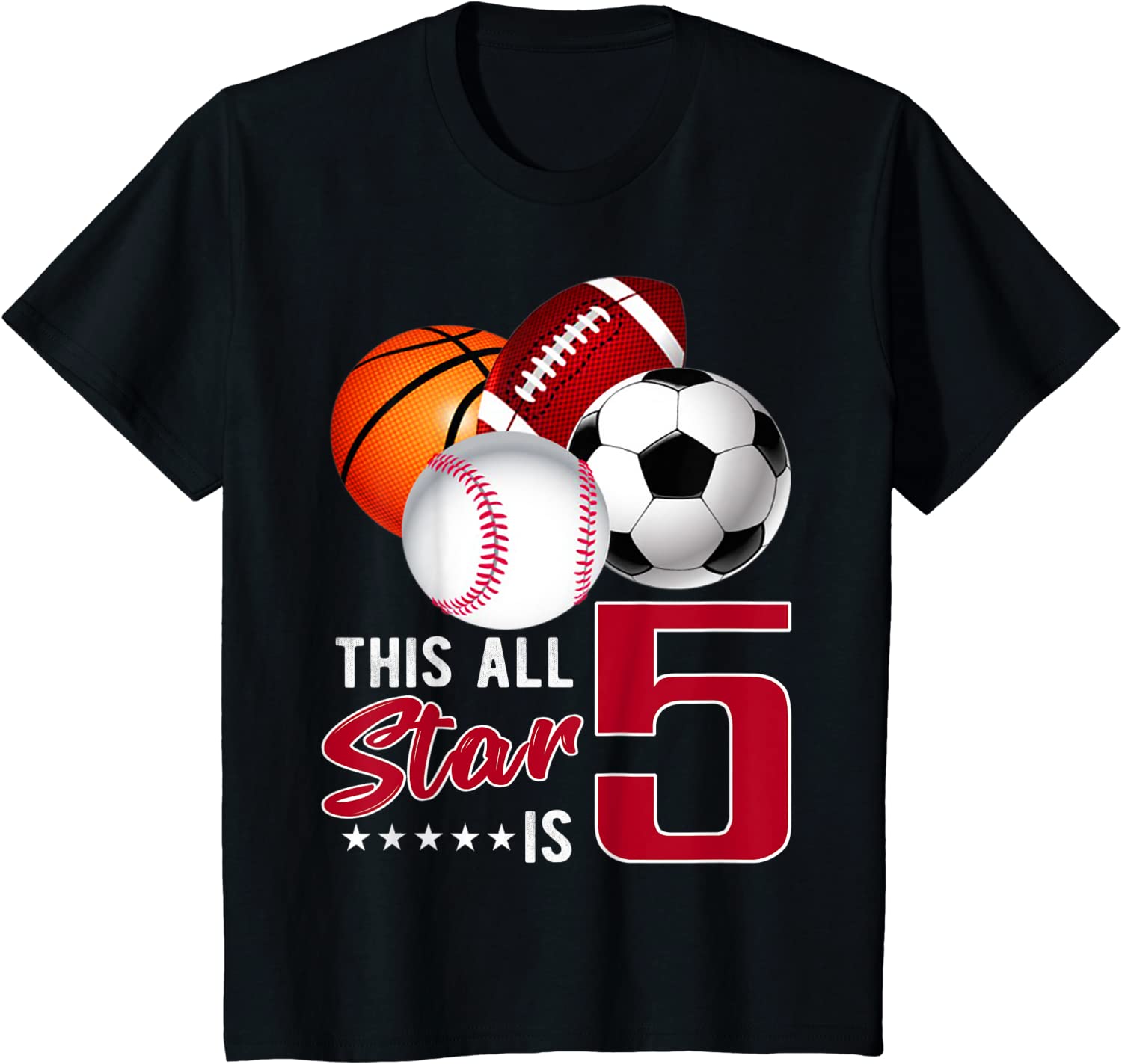 Kids This All Star is 5 Years Old Gift For Kids Birthday Tee T-Shirt