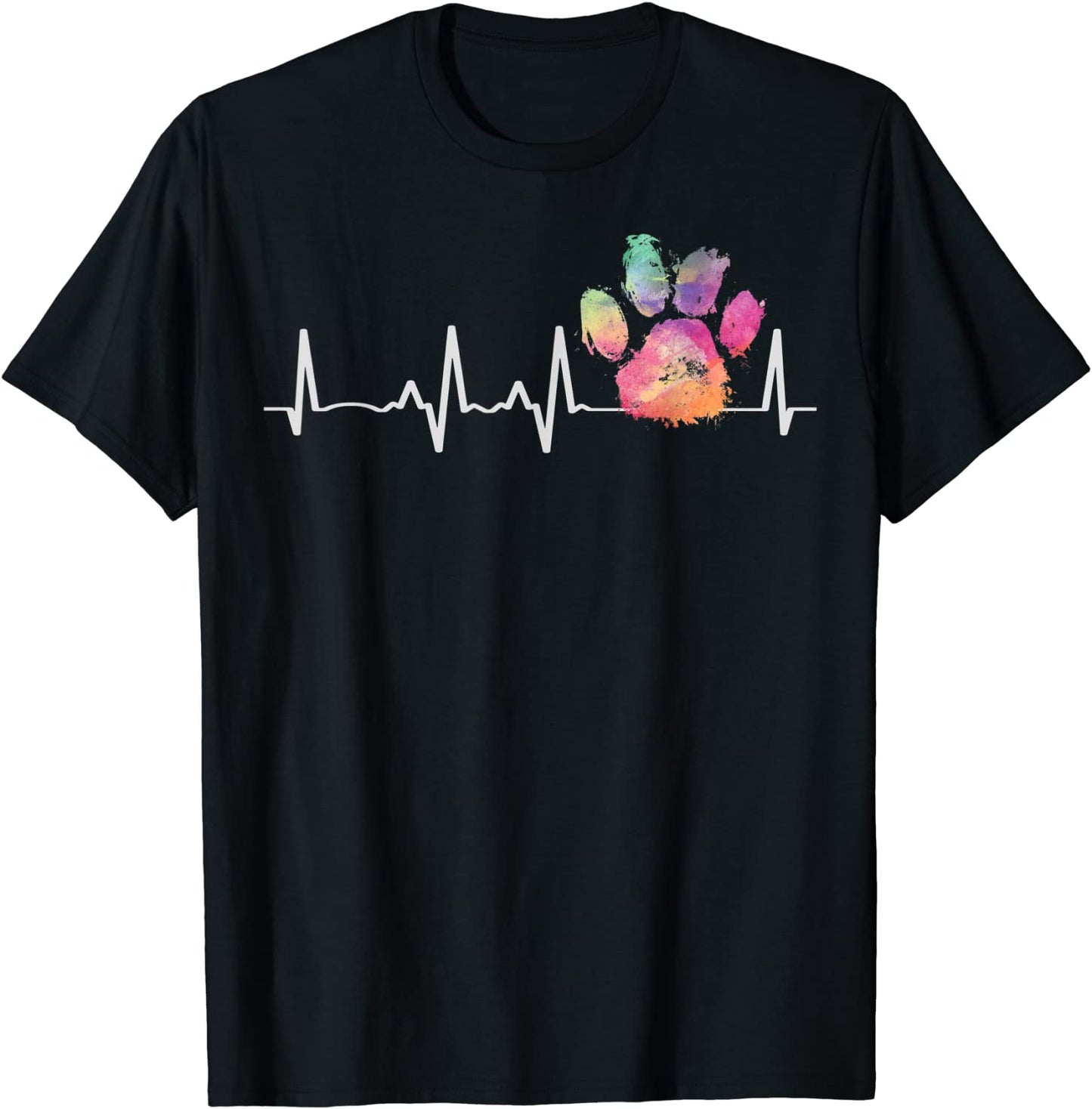 Cute Veterinarian Gift Rainbow Paw Print Heartbeat Vet Tech T-Shirt