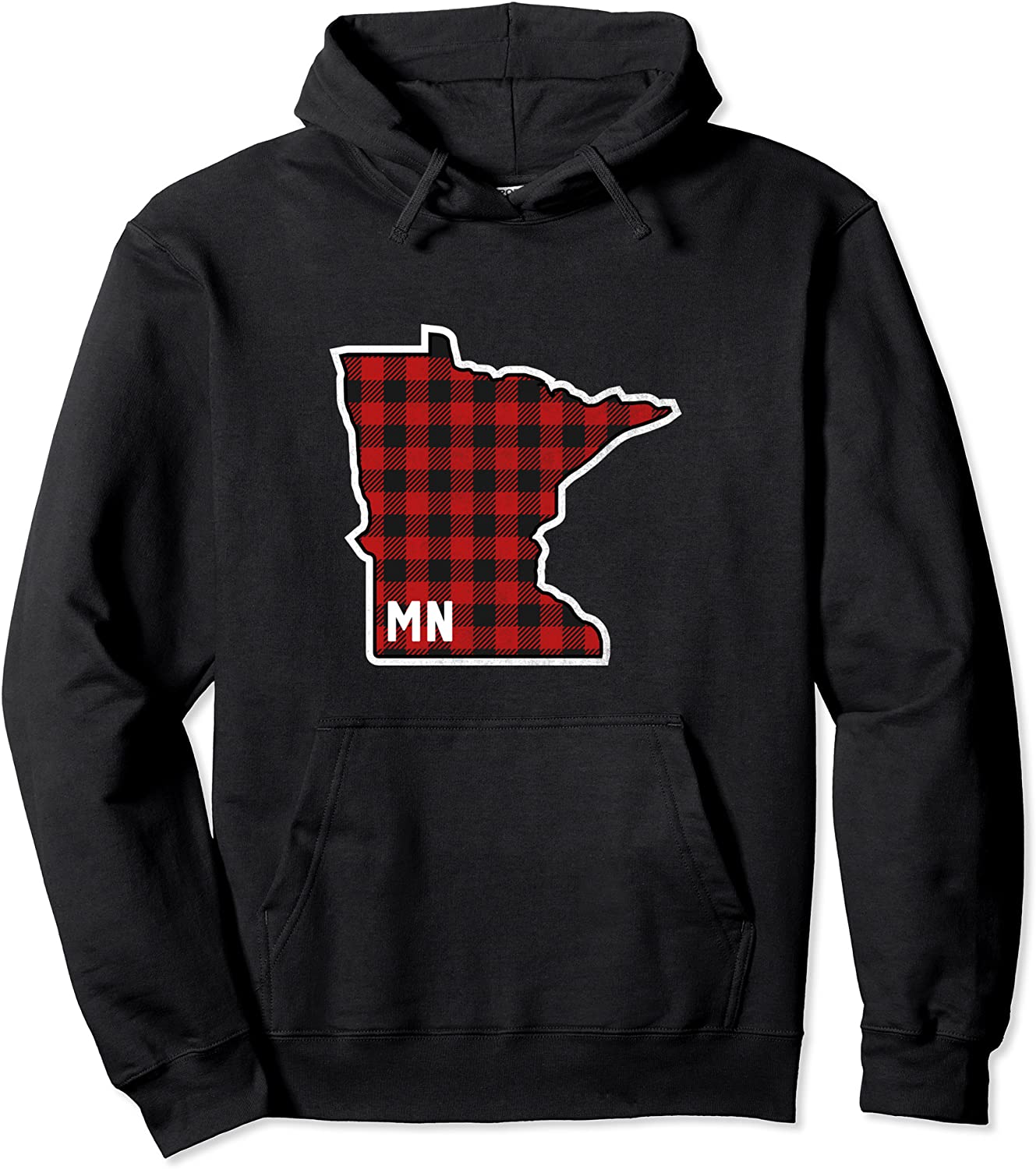 Best Minnesota Buffalo Plaid MN State Outline Pullover Hoodie