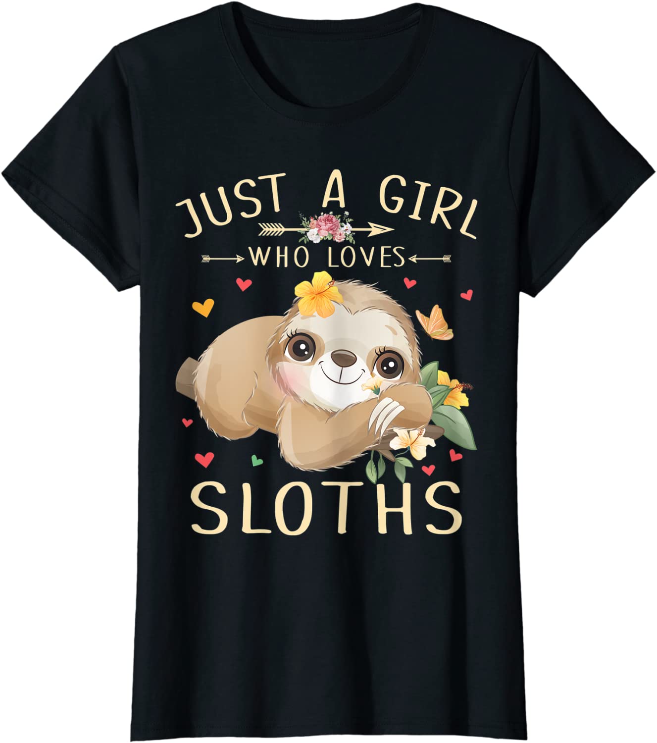 Just A Girl Who Loves Sloths Shirt Sloth Lover Girls Gifts T-Shirt