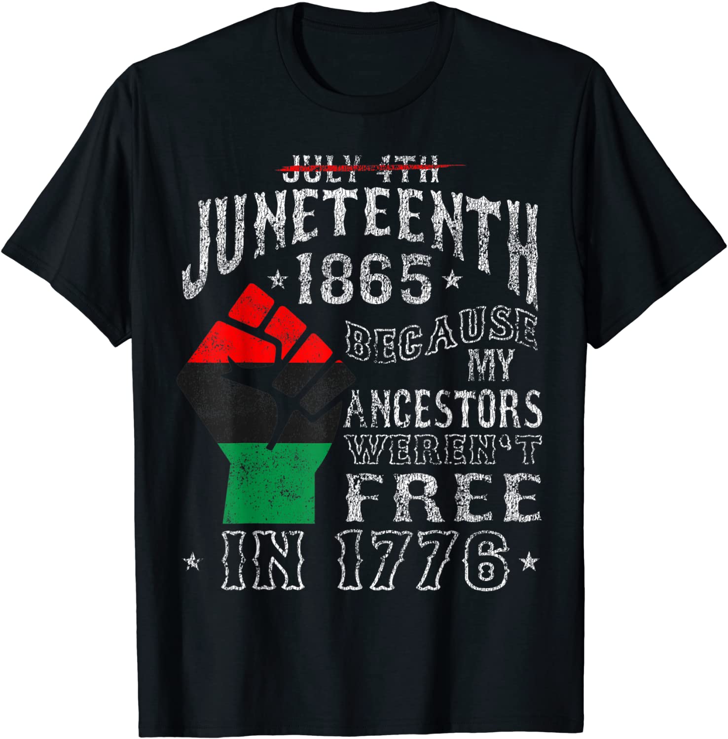 Juneteenth Black Pride African American Flag Men Women Kids T-Shirt