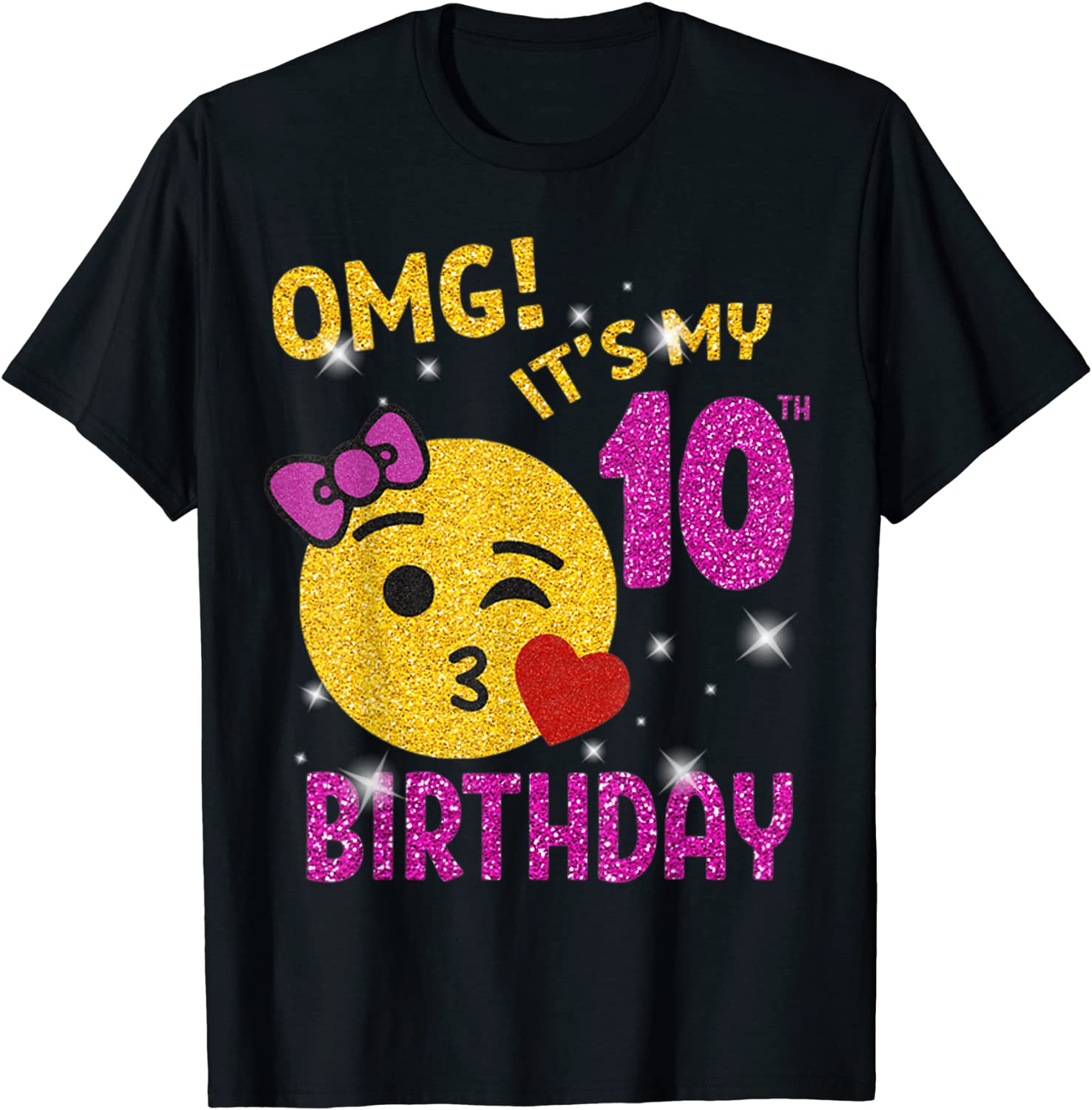 OMG Its My 10th Birthday Emoji Shirt 10 years old Girl Gift T-Shirt