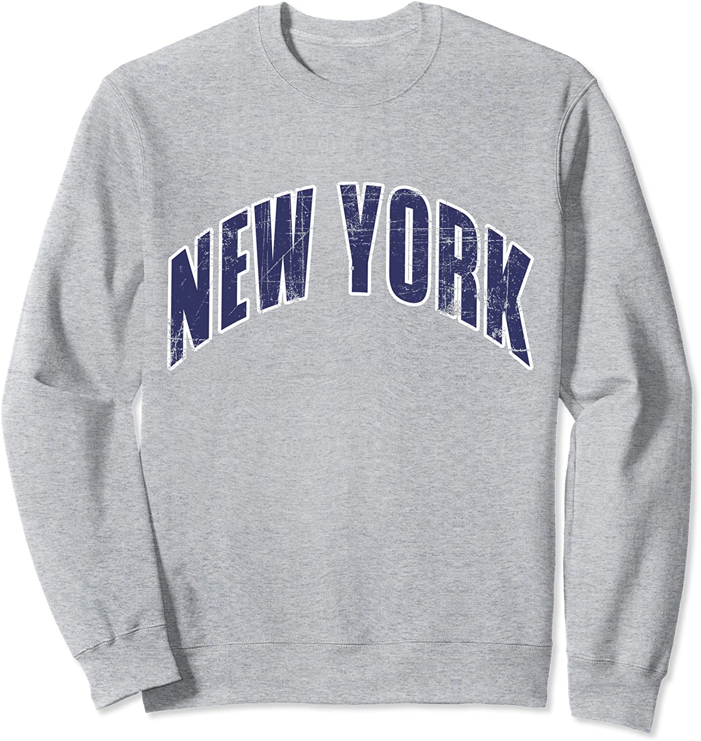 Classic Vintage Retro NEW YORK Navy Blue Text - Heather Grey Sweatshirt