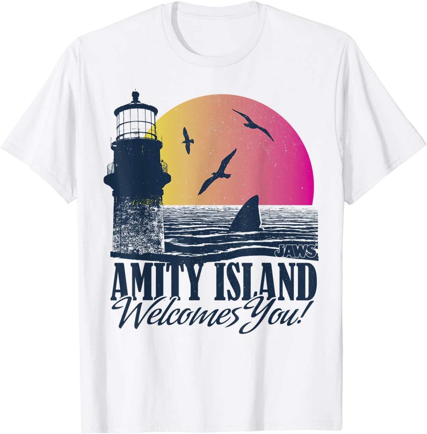Jaws Amity Island Welcomes You Sunset T-Shirt