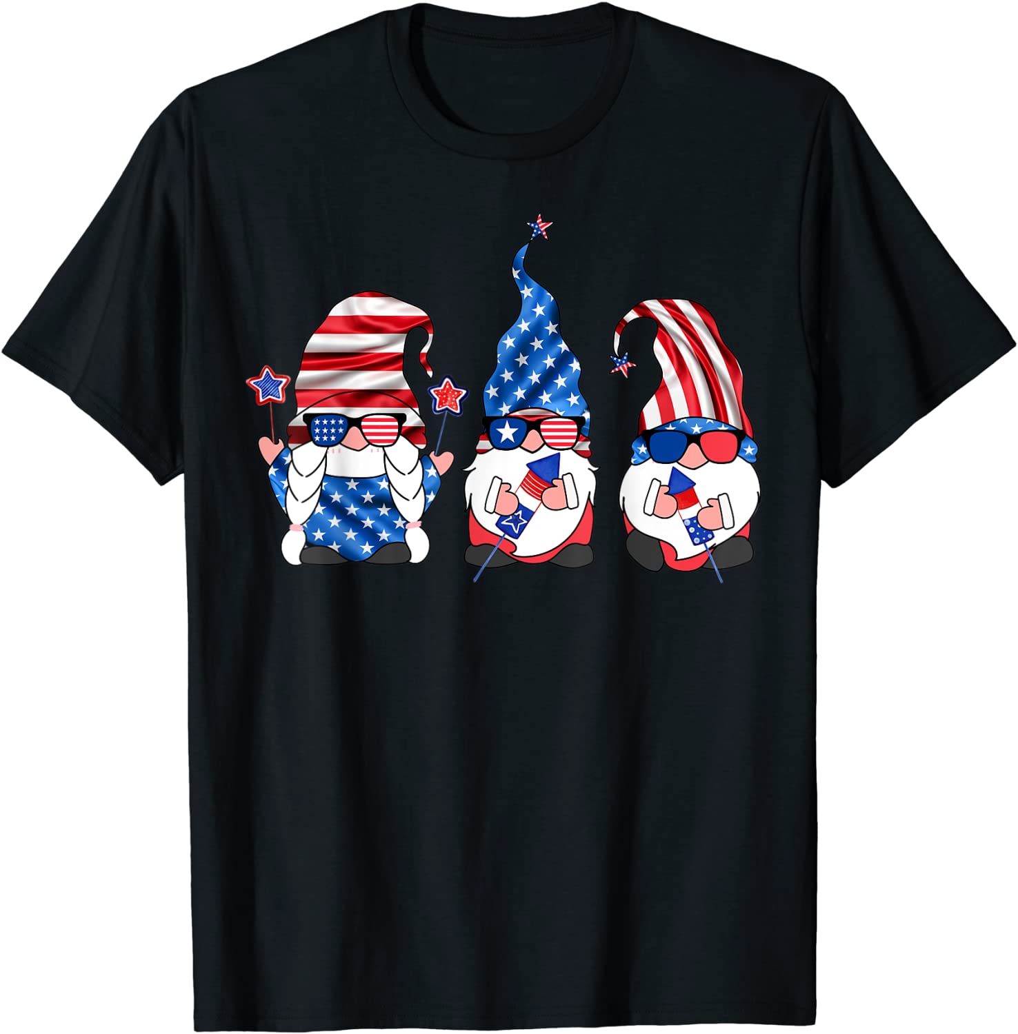 4th Of July American Gnomes Sunglasses Women Men Girls Boys T-Shirt
