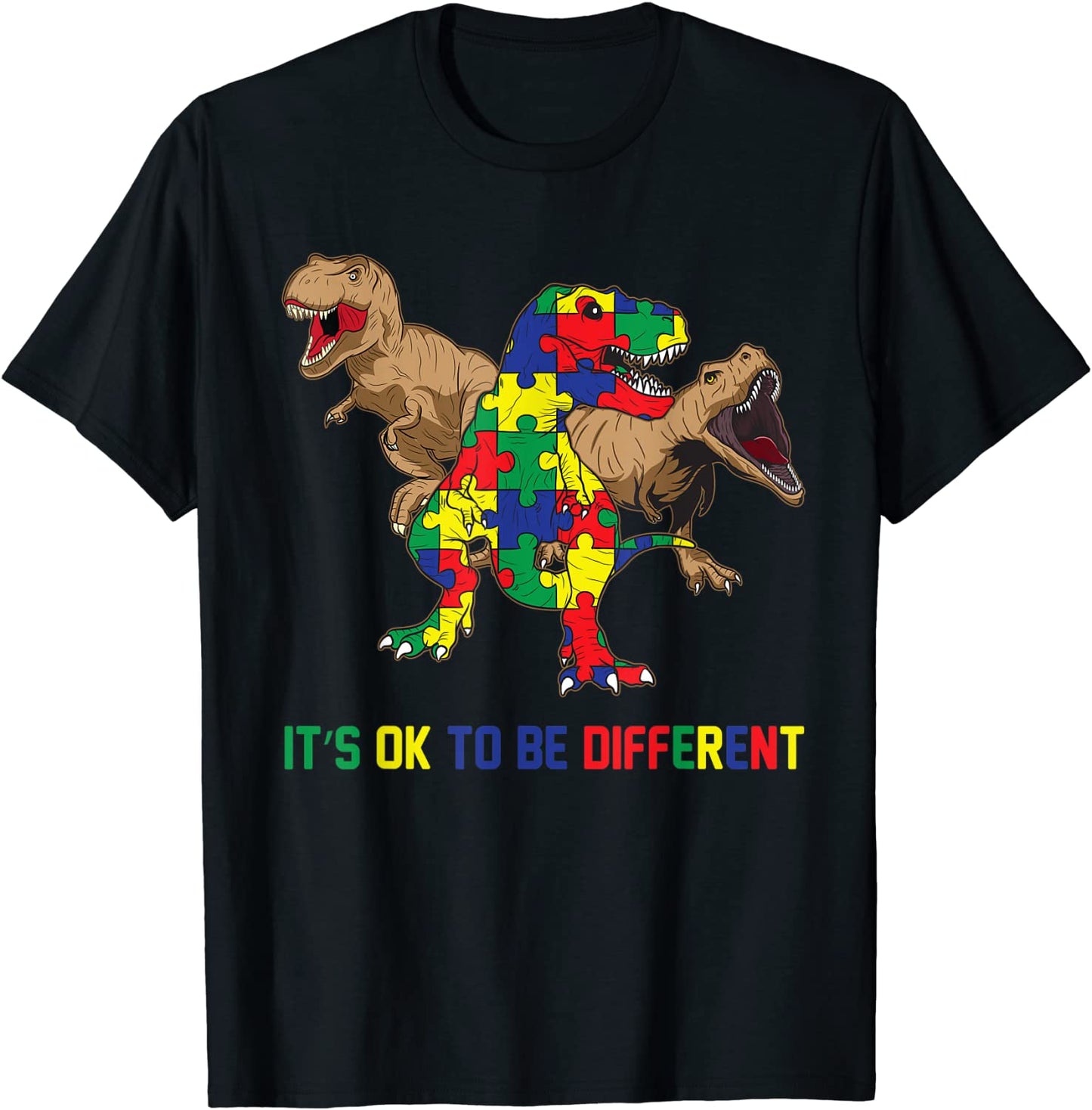 Autism Awareness Dinosaur Lovers Dino Gift Boys Girls Kids T-Shirt