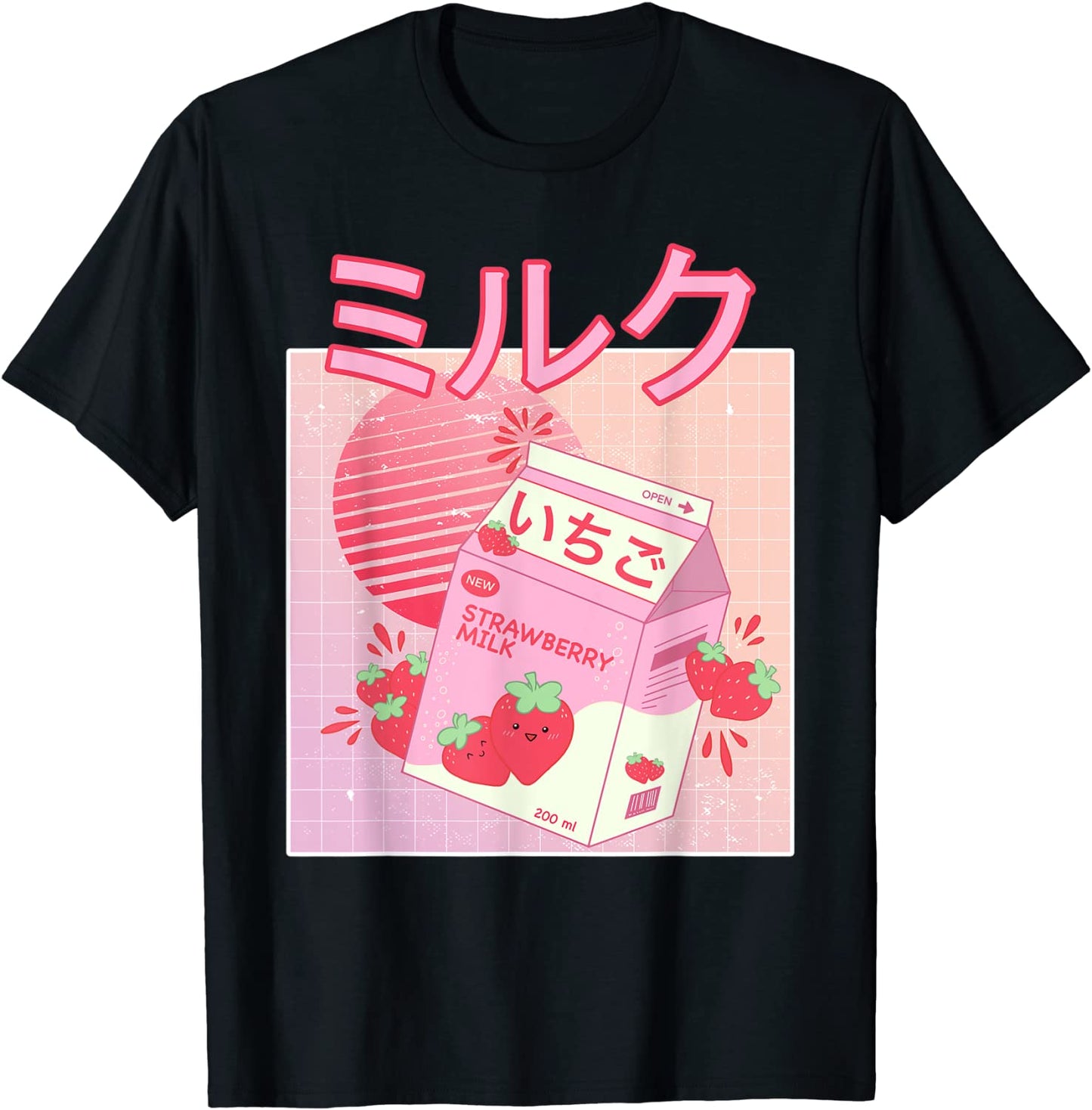 Strawberry Milk Shake Carton Funny Retro 90s Japanese Kawaii T-Shirt