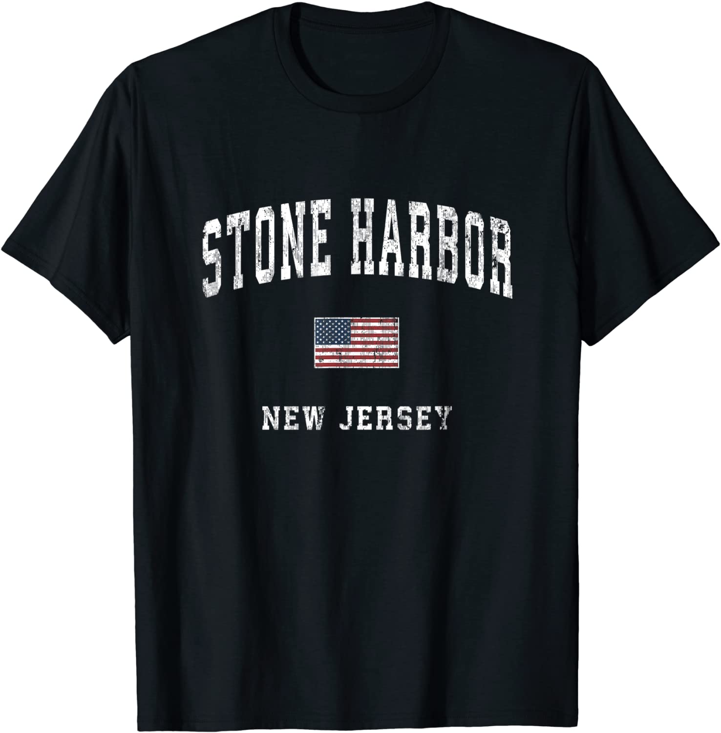 Stone Harbor New Jersey NJ Vintage American Flag Sports T-Shirt