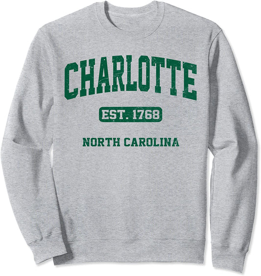 Charlotte North Carolina vintage University College Style Sweatshirt
