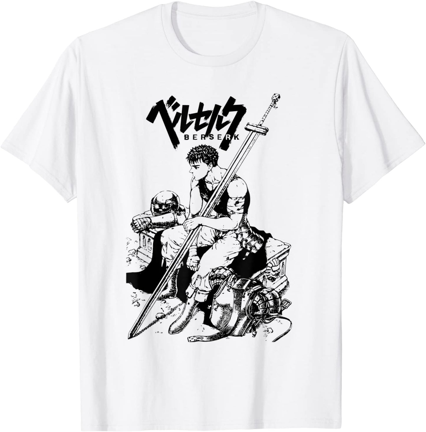 Black and White Anime Berserk Outfits Japanese Manga Series T-Shirt
