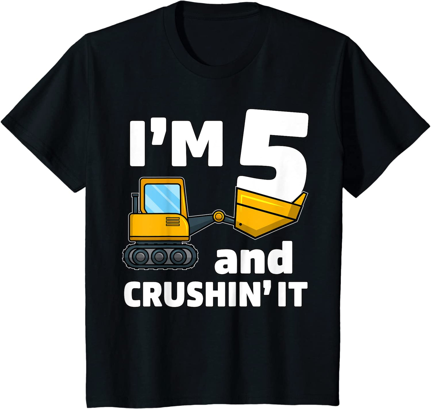 Kids Construction Truck 5th Birthday T Shirt Boy 5 Year Old Gift T-Shirt
