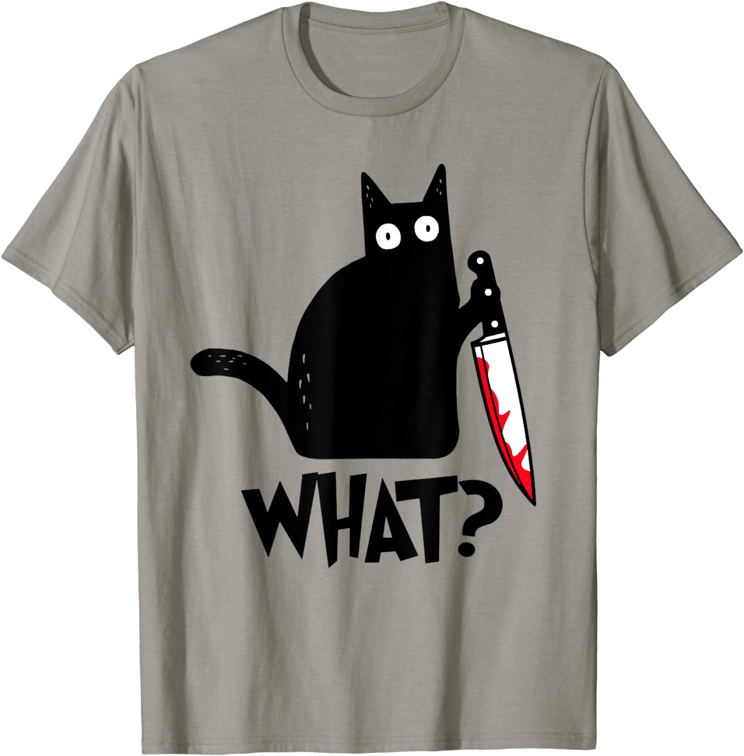 Cat What Funny Black Cat Shirt Murderous Cat With Knife T-Shirt
