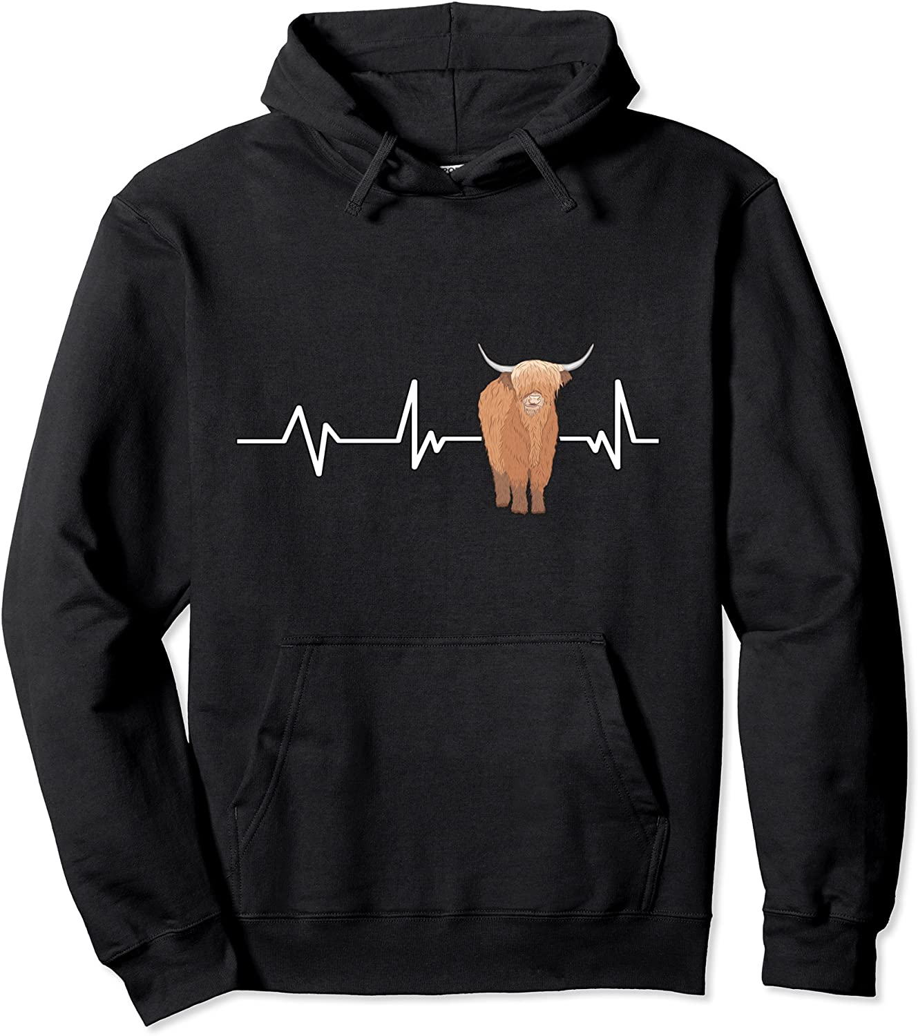 Scottish Highland Cow Heartbeat Gift Scottish Highland Cow Pullover Hoodie