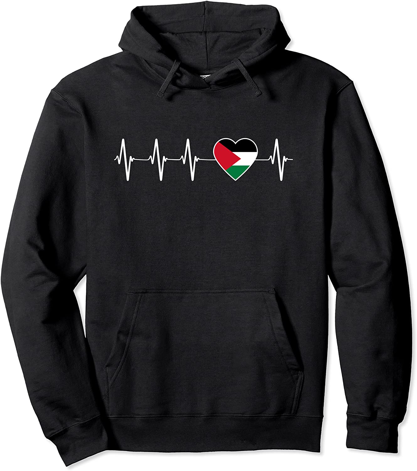 Palestinian Heartbeat - Support I Love Palestine Flag Gift Pullover Hoodie