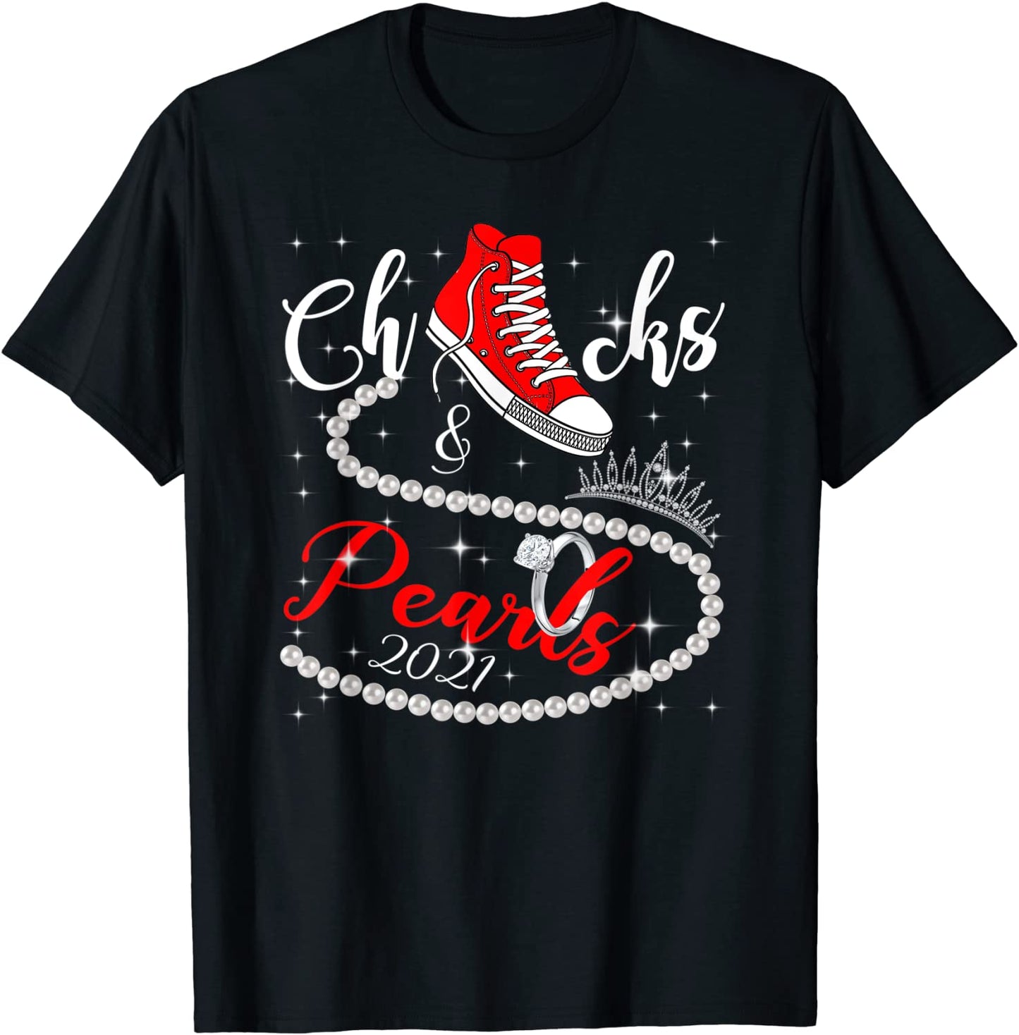 Chucks and Pearls 2021 HBCU Black Girl Magic Red Gift T-Shirt