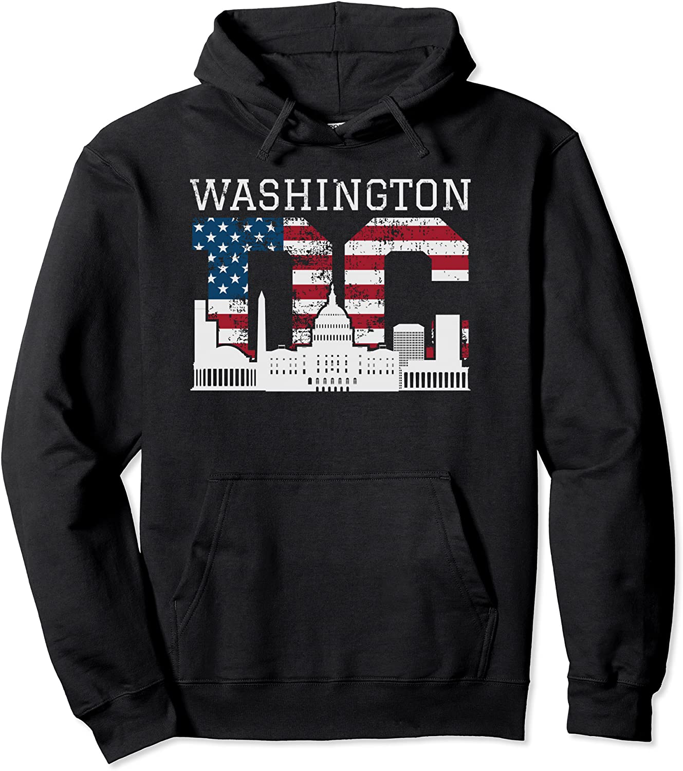 Washington DC Capitol Hill USA Flag Souvenir Hoodie Pullover Hoodie