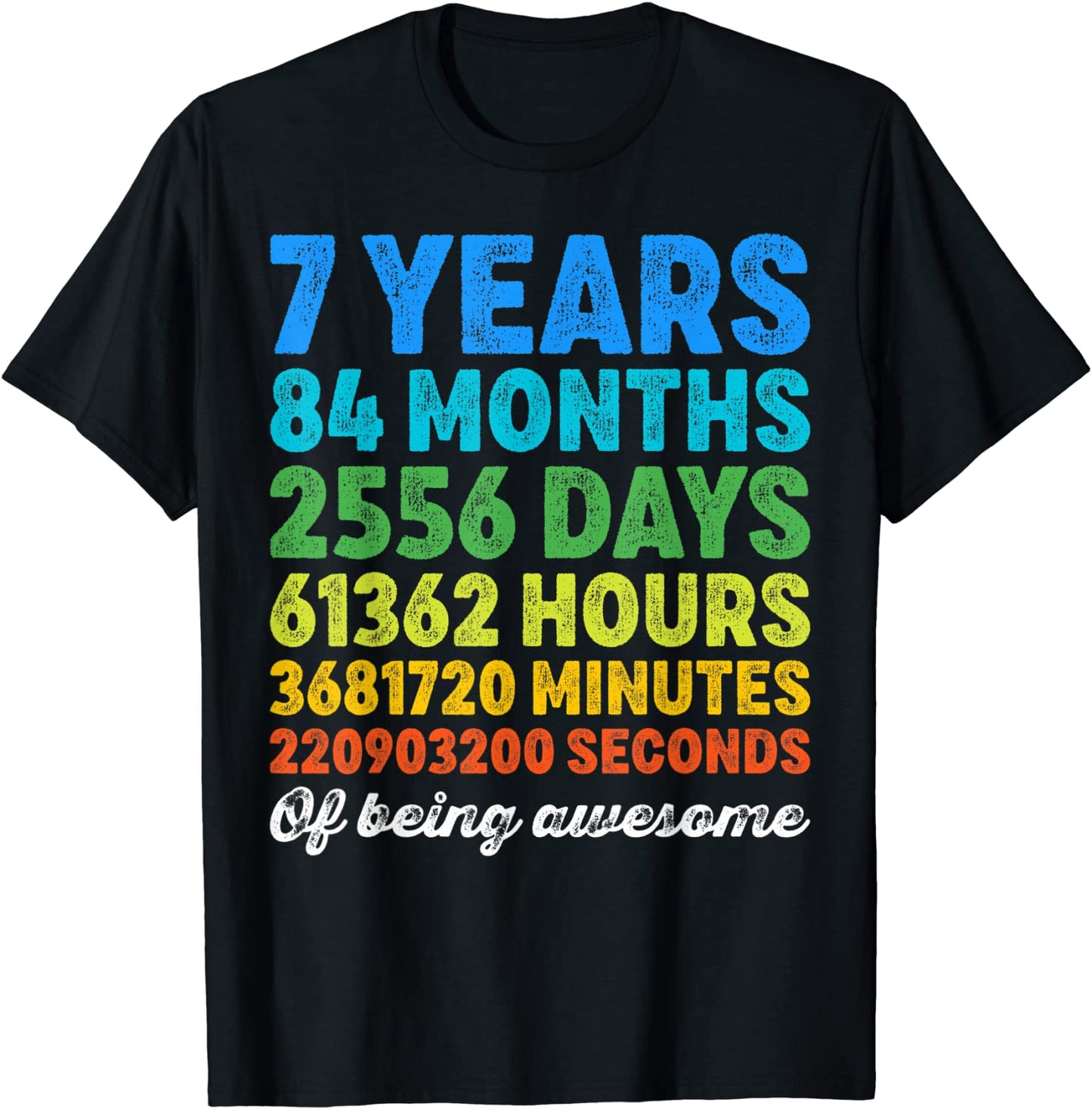 7 Years Old 7th Birthday Shirt Vintage Retro Countdown T-Shirt