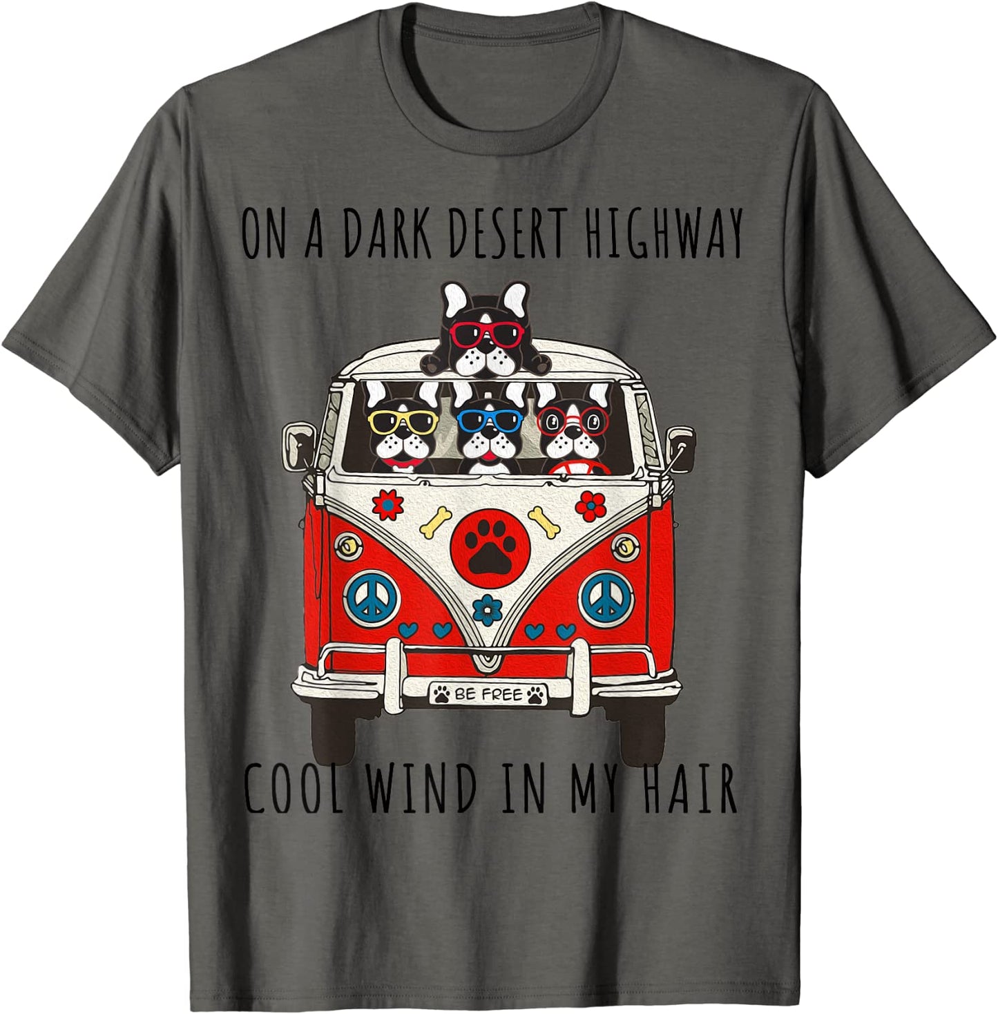 Boston Terrier On A Dark Desert Highway Bostie T-Shirt