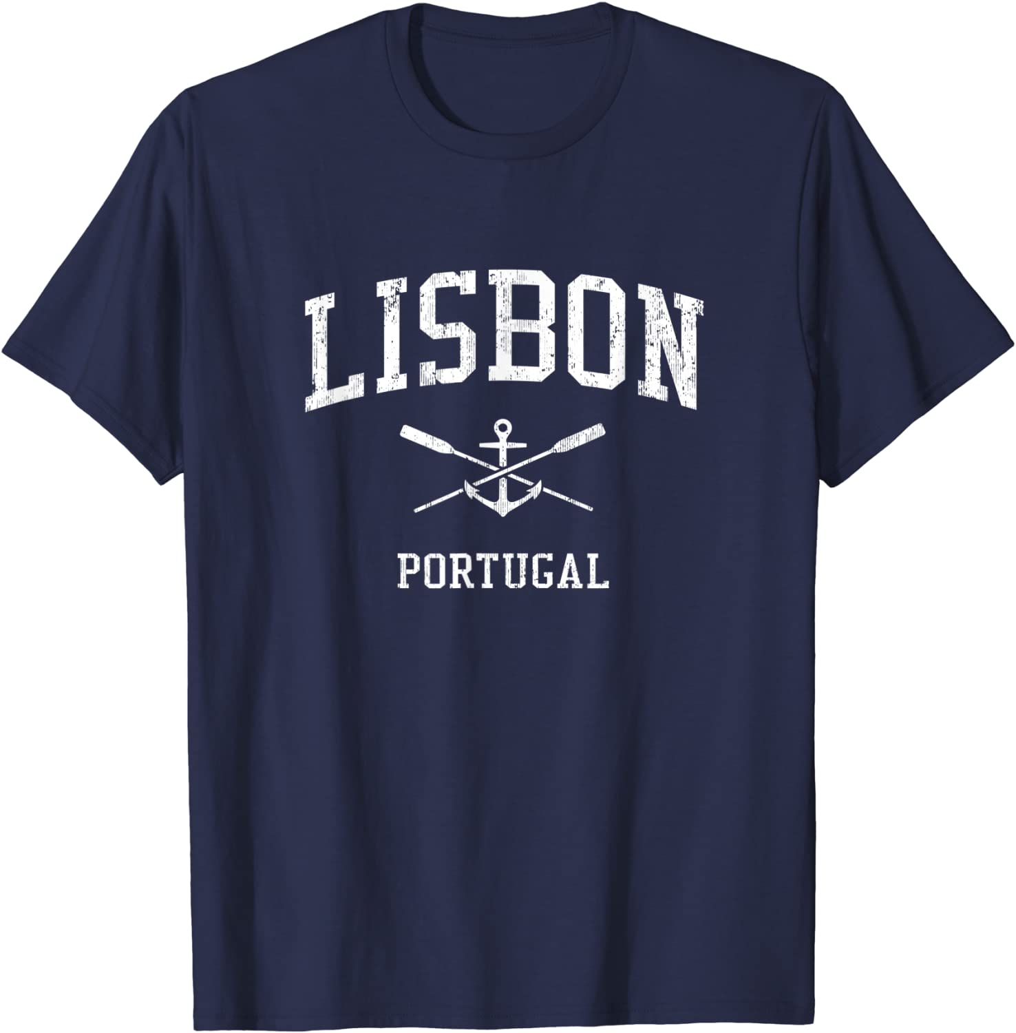 Lisbon Vintage Crossed Oars Boat Anchor Sports T-Shirt