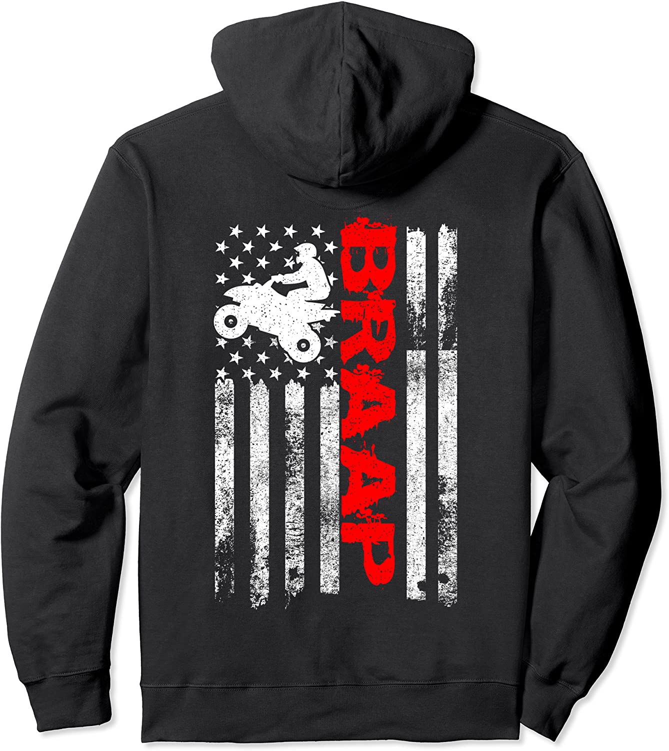 Braap Vintage USA American Flag Quad Bike ATV Gift Pullover Hoodie