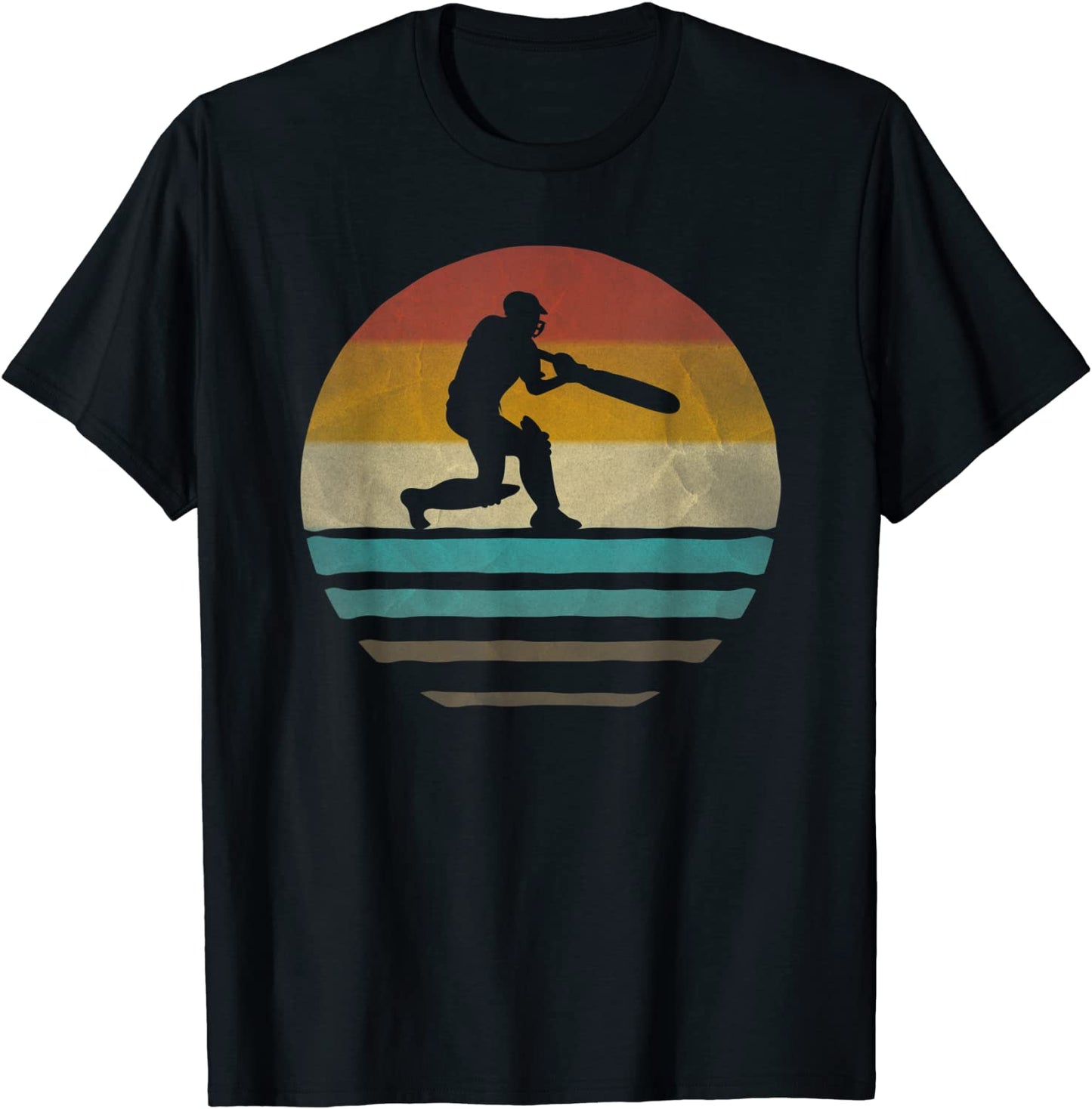 Retro Vintage Sunset Old School Cricket Sport Funny Gift T-Shirt
