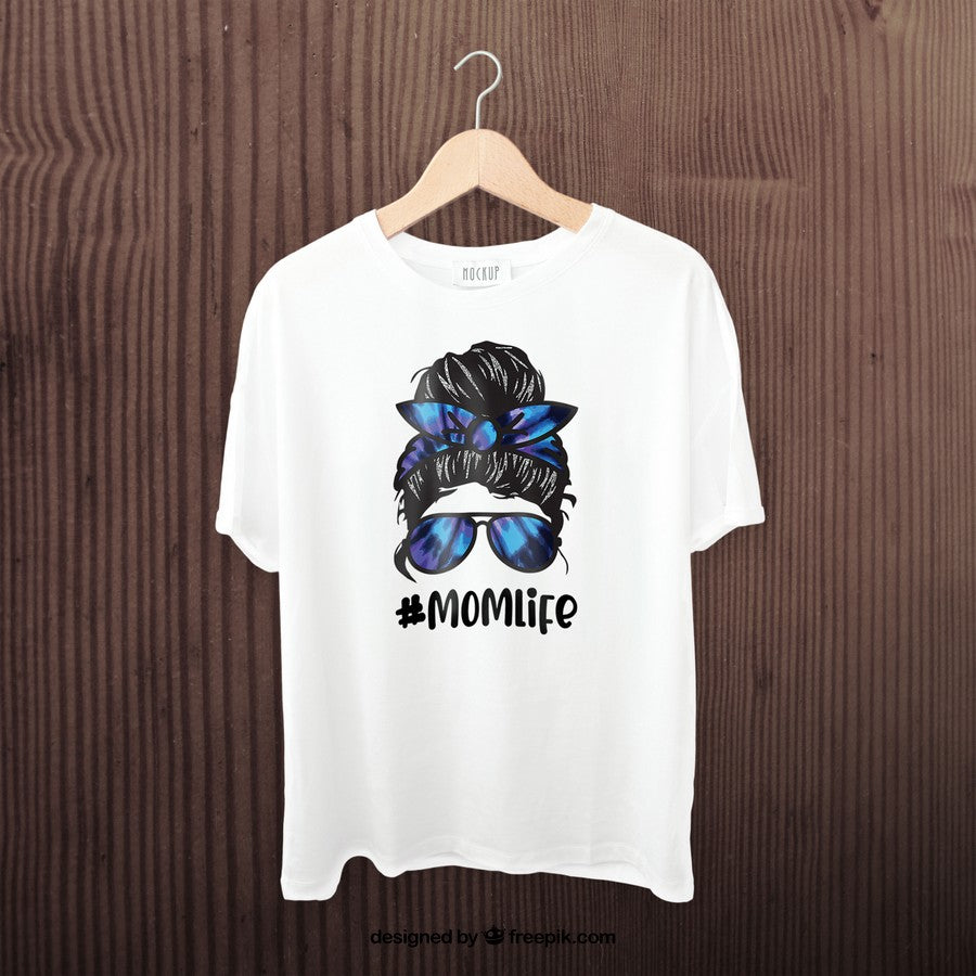 Mom Life Messy Hair Bun Tie Dye T-Shirt