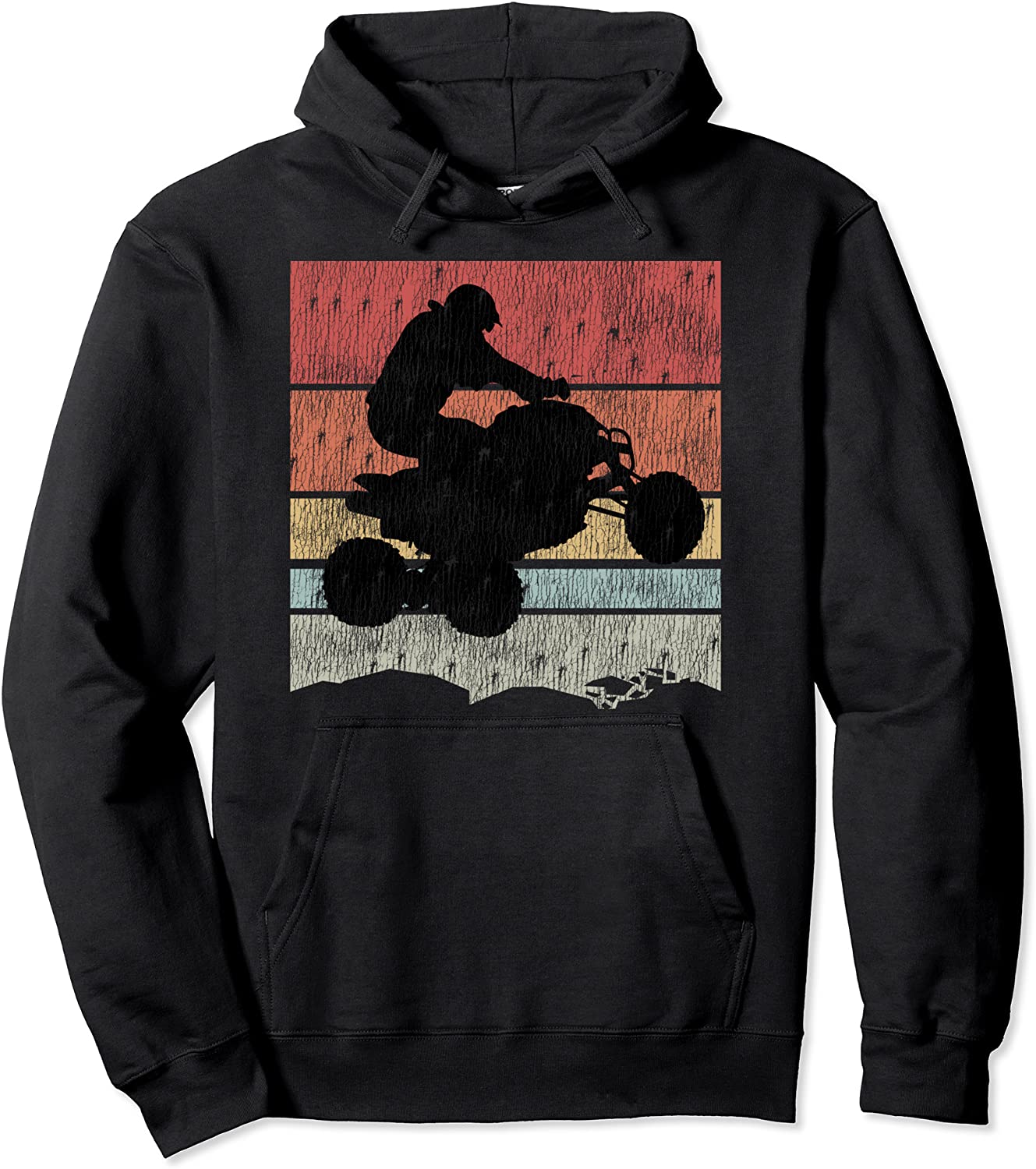 Vintage 4 Wheeling Retro Flying ATV Quad Rider Pullover Hoodie