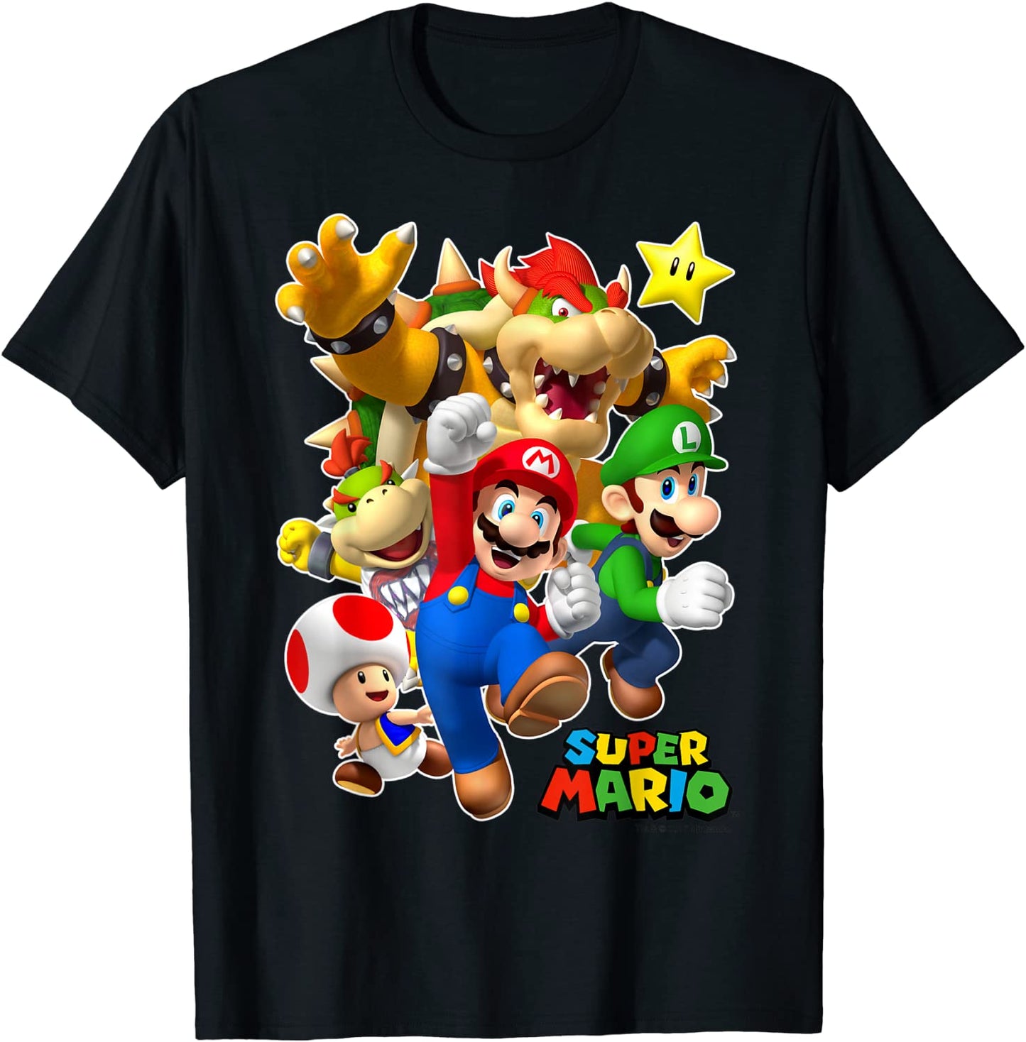 Super Mario Group Shot With Bowser 3D Poster T-Shirt