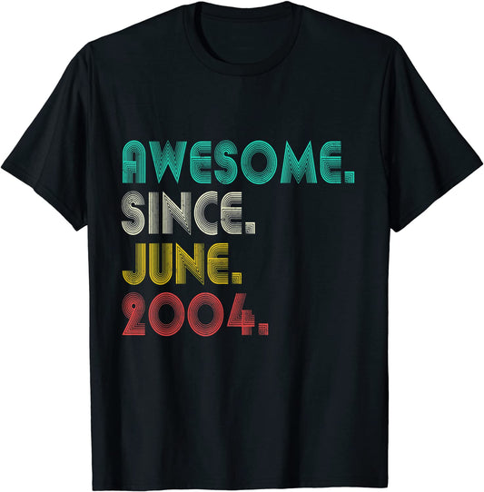 17th Birthday Awesome Since June 2004 Boy Girl 17 Years Old T-Shirt