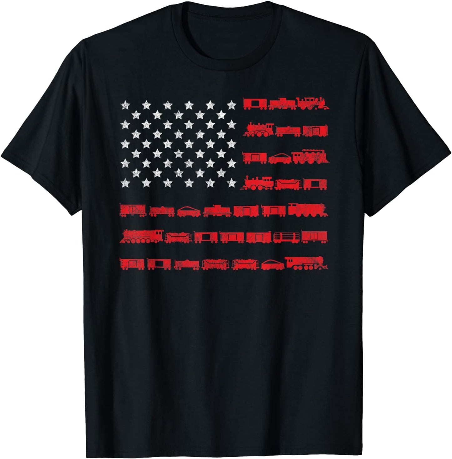 American Flag Railroad Train T-Shirt Gift
