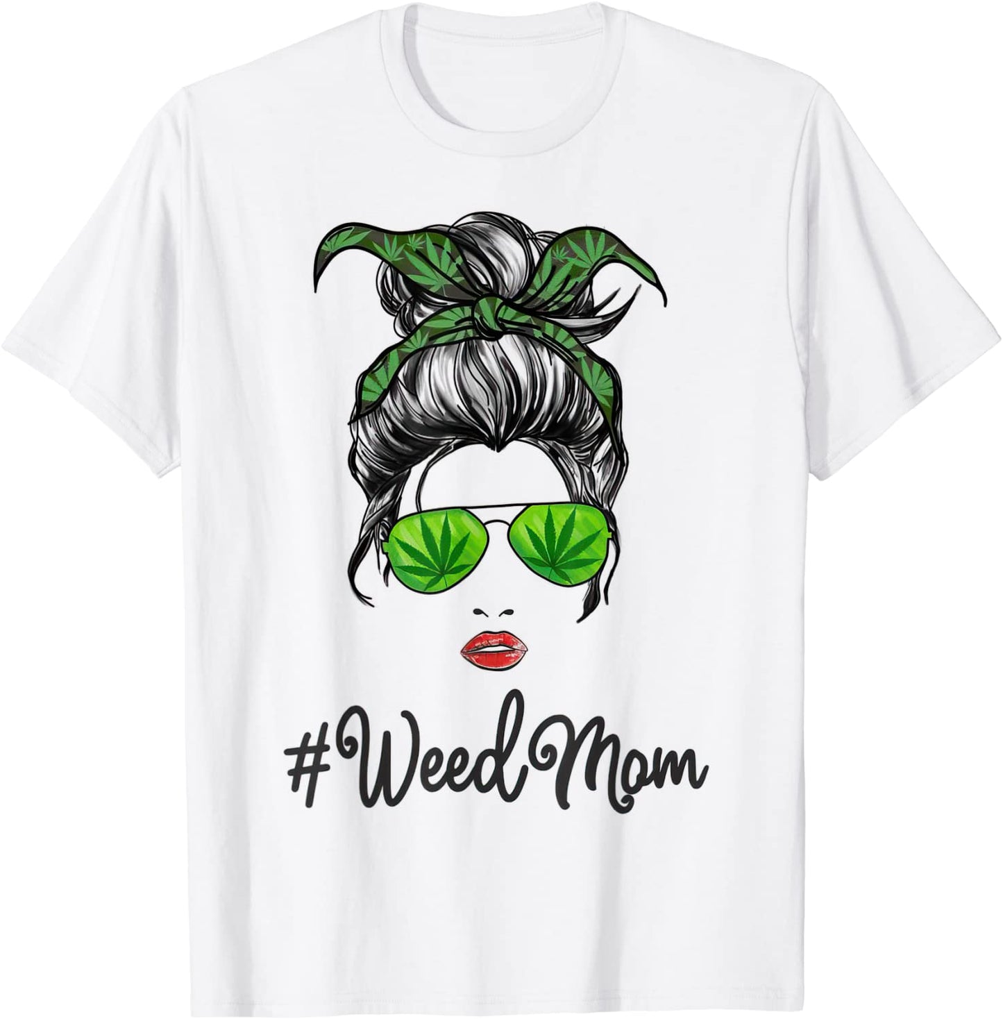 Womens Classy Mom Life with Leopard Mom Marijuana Weed Lover T-Shirt