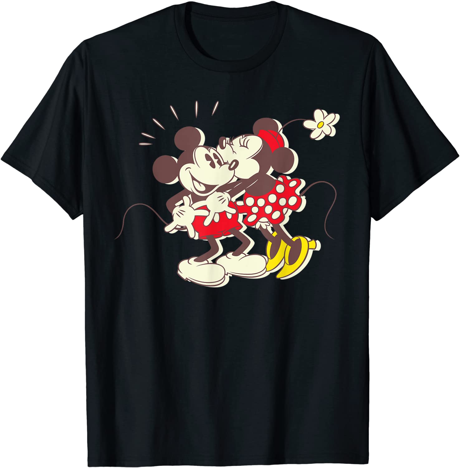 Disney Vintage Mickey and Minnie Mouse Kiss T-Shirt